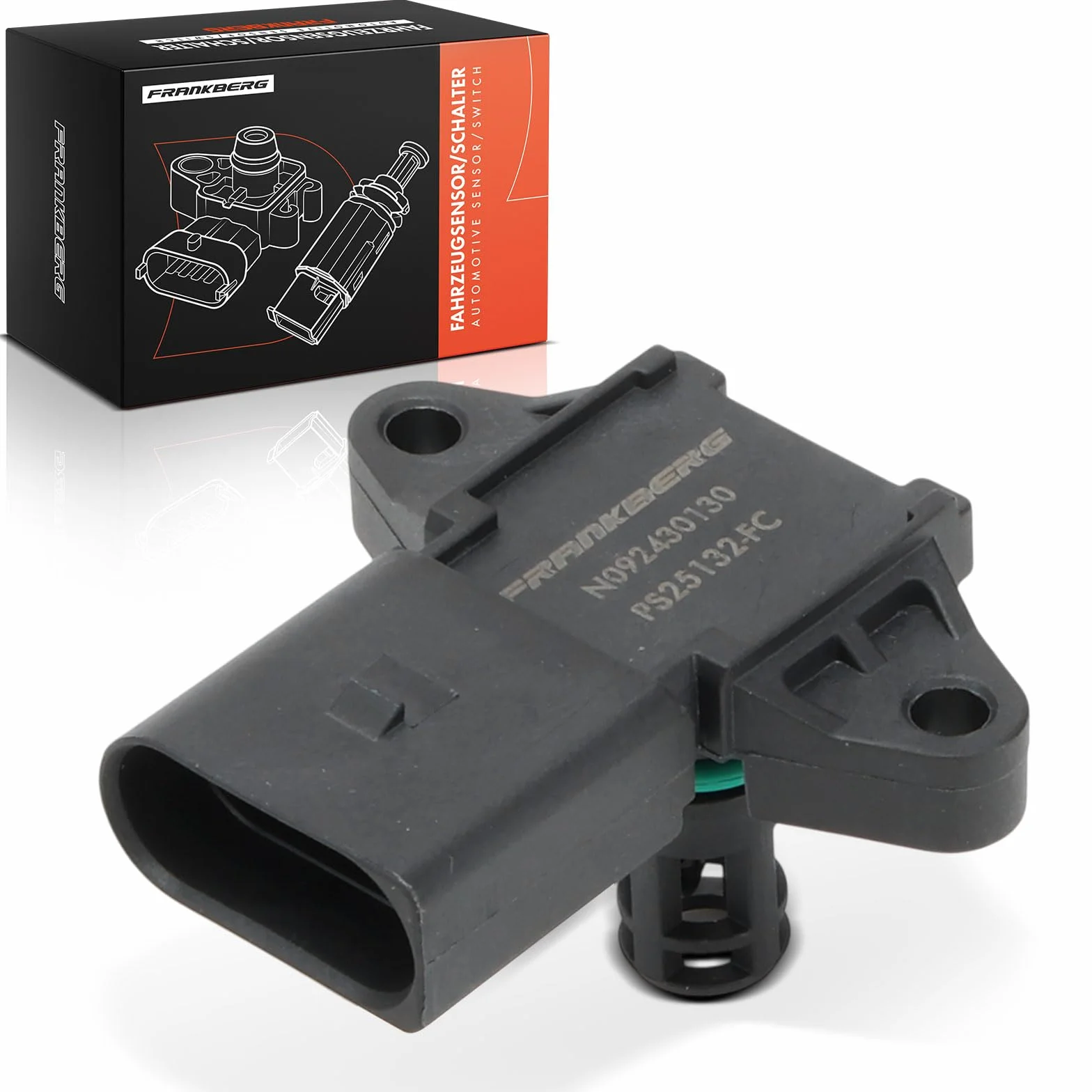 Frankberg Sensore di pressione del tubo di aspirazione 4-Poli Compatibile con Polo 6N1 6N2 9A 9N Polo Classic 6V2 Polo Variante 6V5 Golf III 1H1 A2 8Z0 A4 8E2 1J2 Octav.i.a I 1U2 Replace# 036906051