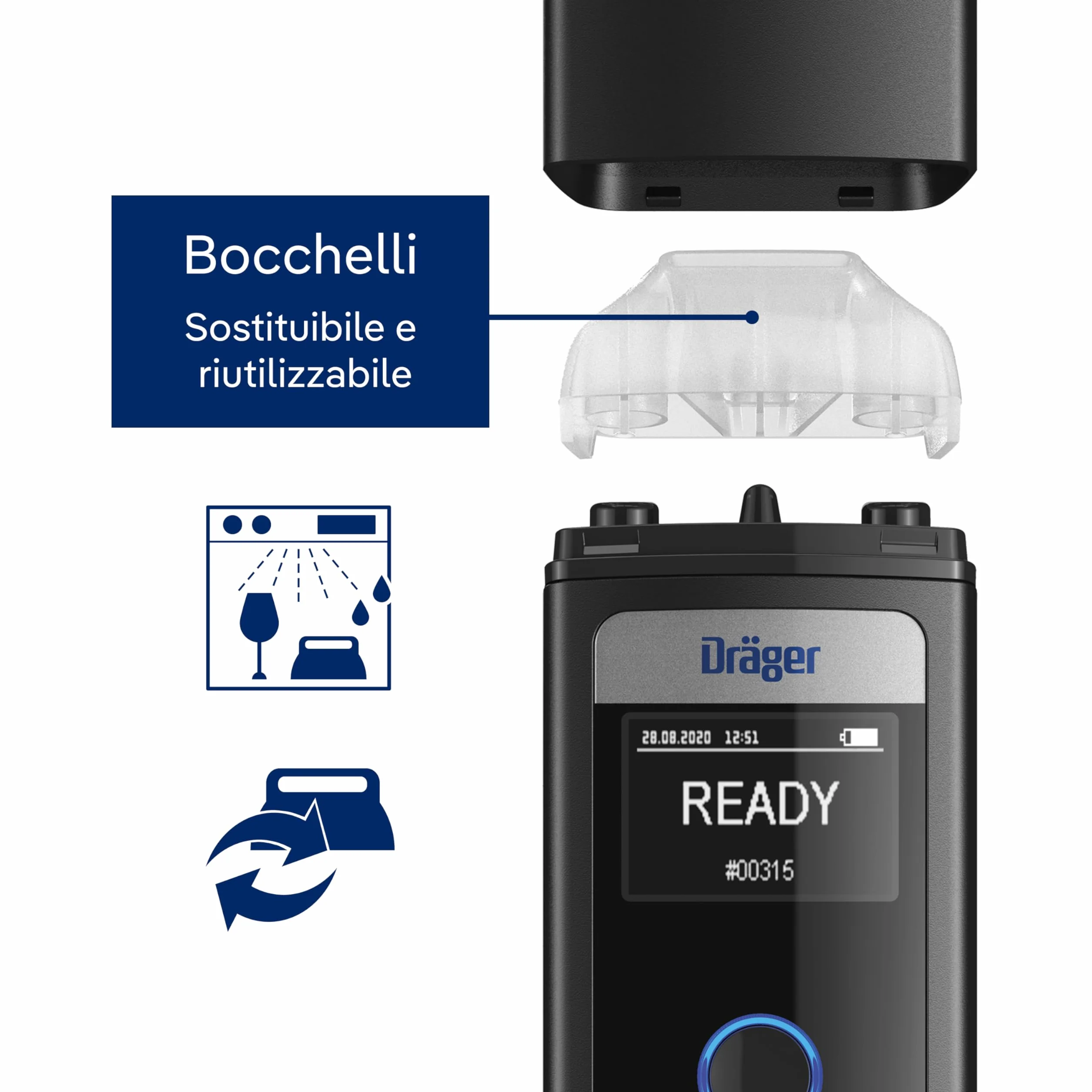 Dräger Alcotest 4000 Etilometro Portatile Certificato Schermo LED Alcol Test Professionale Tascabile