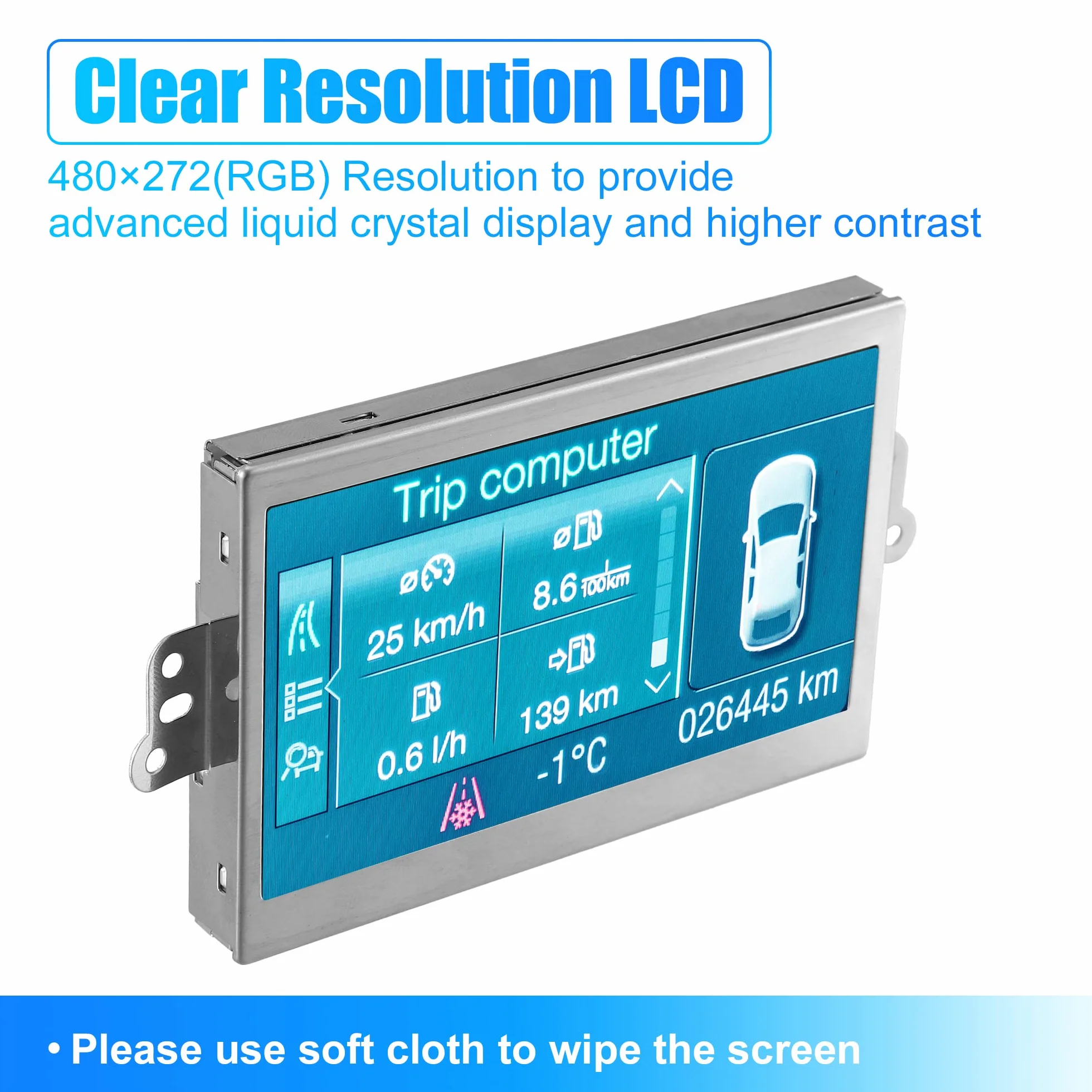 X AUTOHAUX Display LCD Schermo a Colori LQ042T5DZ12 4.2 "per 140MPH Tachimetro Strumento per Ford Escape Focus 13-16 per Ford Edge 12-14 50 Pin CMOS Risoluzione Chiara Modulo LCD Anti Graffio