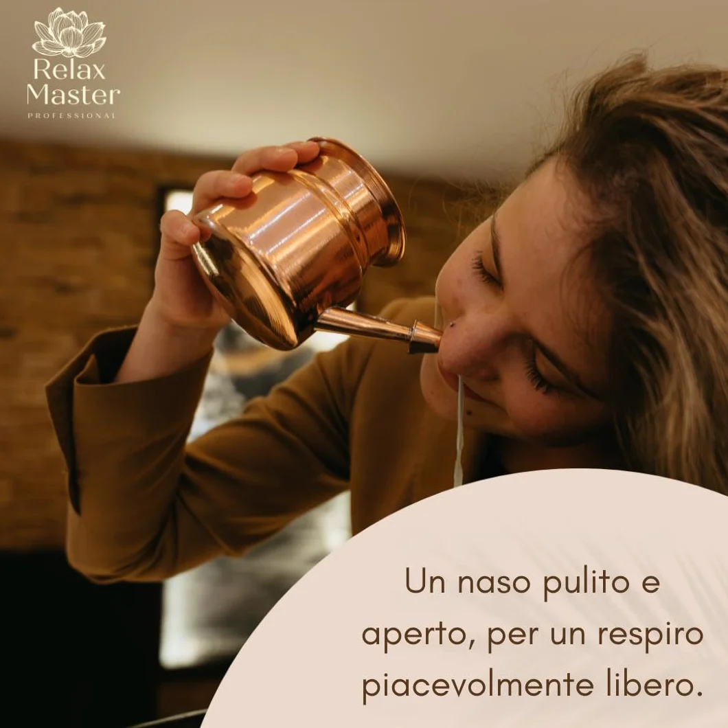 Relax Master® Neti Pot in Rame per Lavaggio Nasale e Igiene Orale – Jala Neti per Sinusite e Allergie – Confezione Regalo