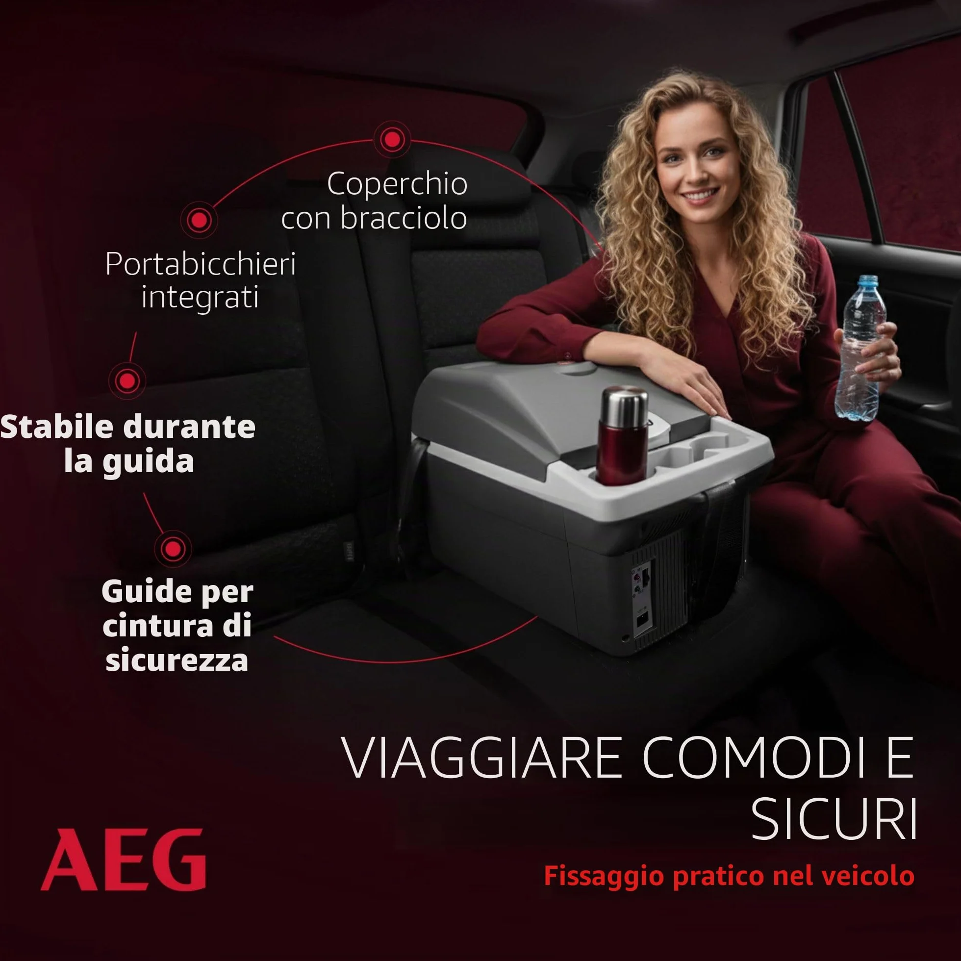 AEG Automotive Board-Bar BK 16 Contenitore termoelettrico refrigerante e scaldino 16 litri, 12 Volt per auto e presa elettrica, può essere fissato all'auto