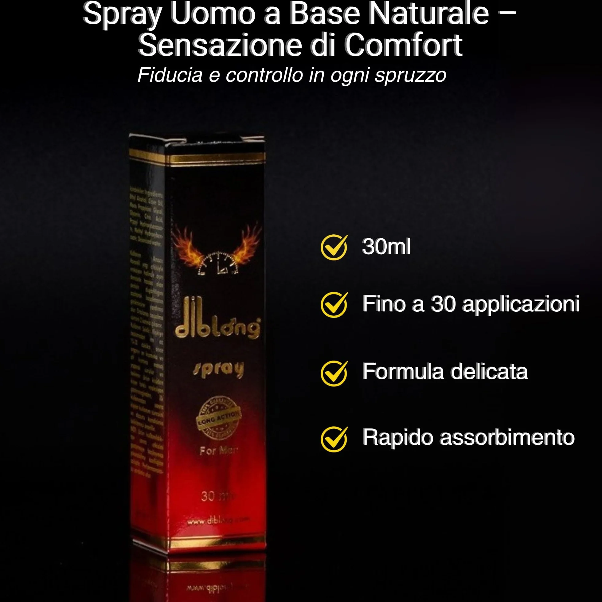 Afrodisiaco Spray Ritardante Erboristico Diblong 30ml Formula Naturale per Supporto nel Tempismo