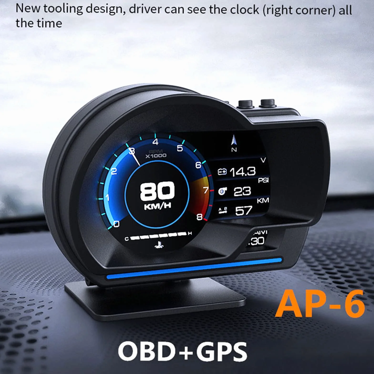 Display HUD per Auto OBDⅡ GPS Smart Gauge Tachimetro Strumento diagnostico Eliminazione codice Errore Guida sicura Allarme guasto Computer
