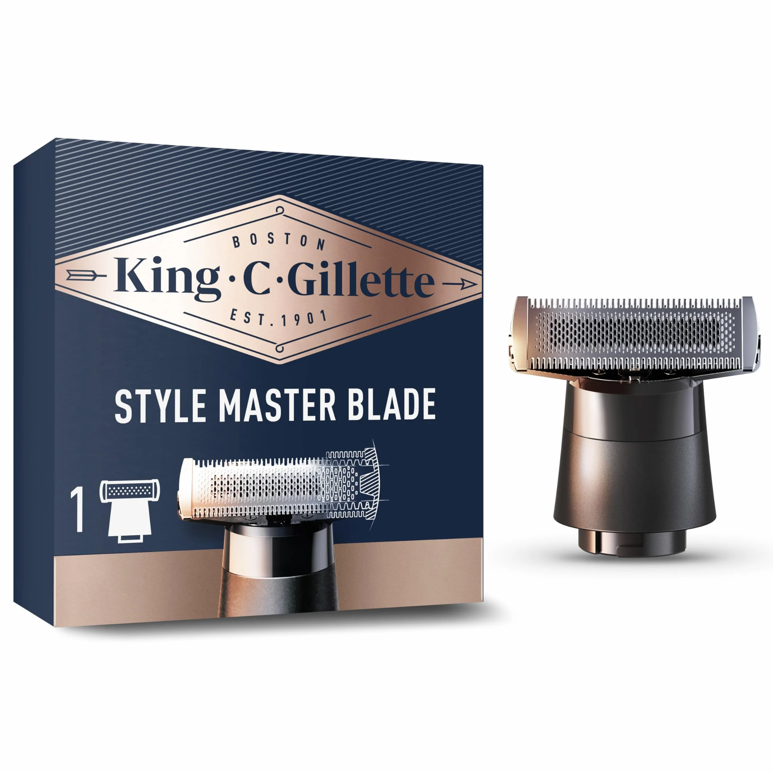 King C. Gillette Lama Barba di Ricambio per Regolabarba Uomo Style Master, Lama in Metallo a 4 Direzioni