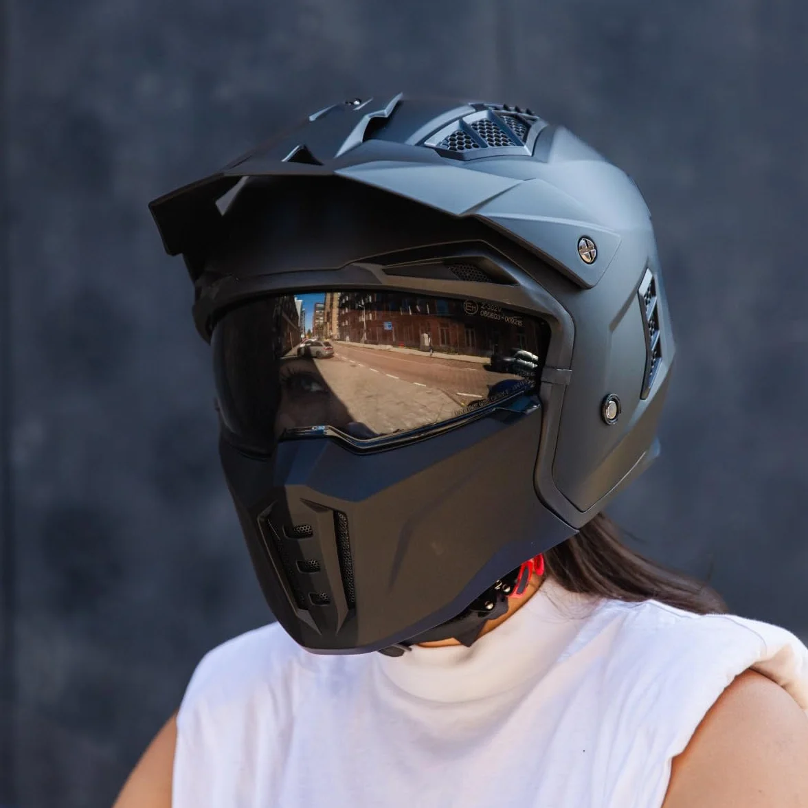 VINZ Kioto Casco Jet / Streetfighter | Certificato ECE 22.06 | Casco Moto / Scooter con Visiera Parasole | Mentoniera rimovibile | nelle taglie dalla XS-XXL