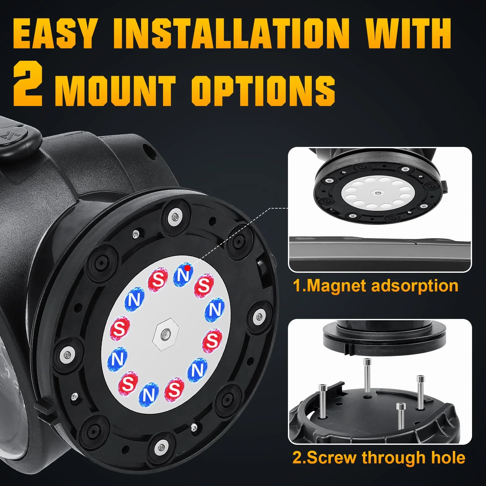 RIGIDON Strobo Faro da ricerca Led, 38W 3800LM Spotlight Rotazione 360° Telecomandato Luce da Lavoro esterno con Magnetica, Luce da Ricerca per Auto Fuoristrada Camion SUV 4x4 Barca, Faretto a led