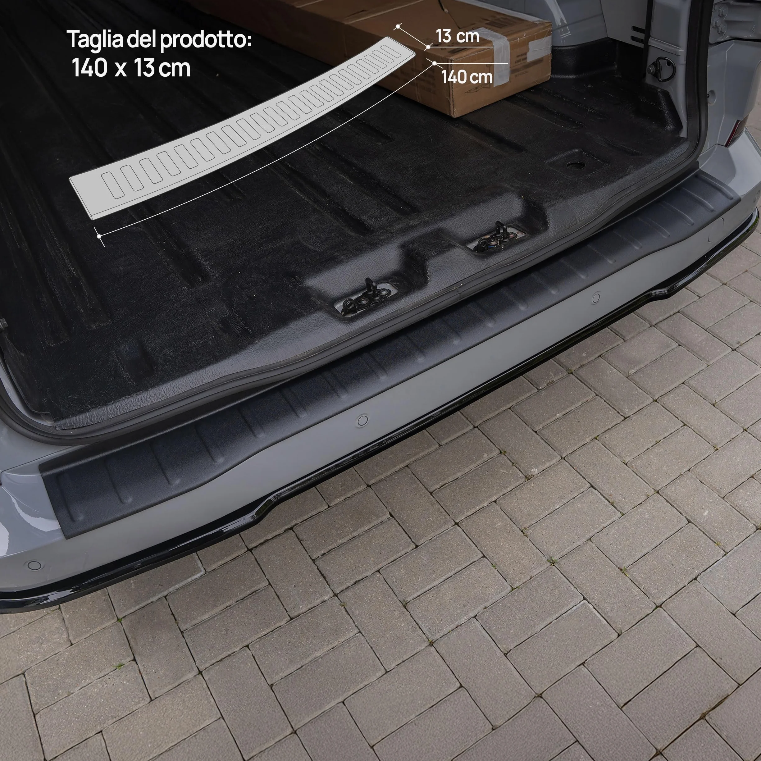 CHROMEMASTER | Protezione Paraurti Posteriore Compatibile con Ford Transit Custom 2023+; Plastica ABS, Opaco, Nero; Proteggi il Paraurti Posteriore della tua Auto dai Danni