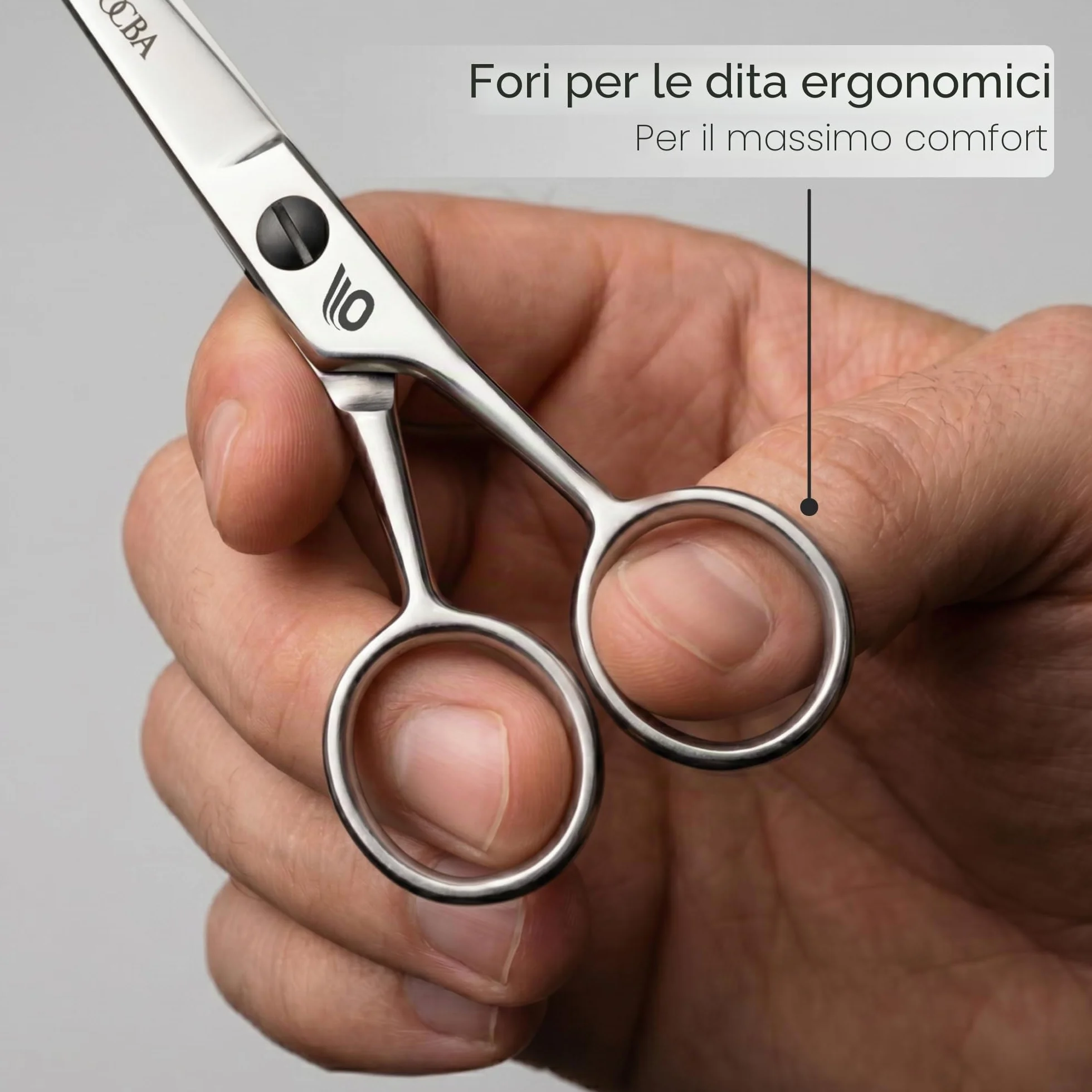 Forbici professionali per baffi in acciaio inossidabile per rifinire sopracciglia uomo Argento