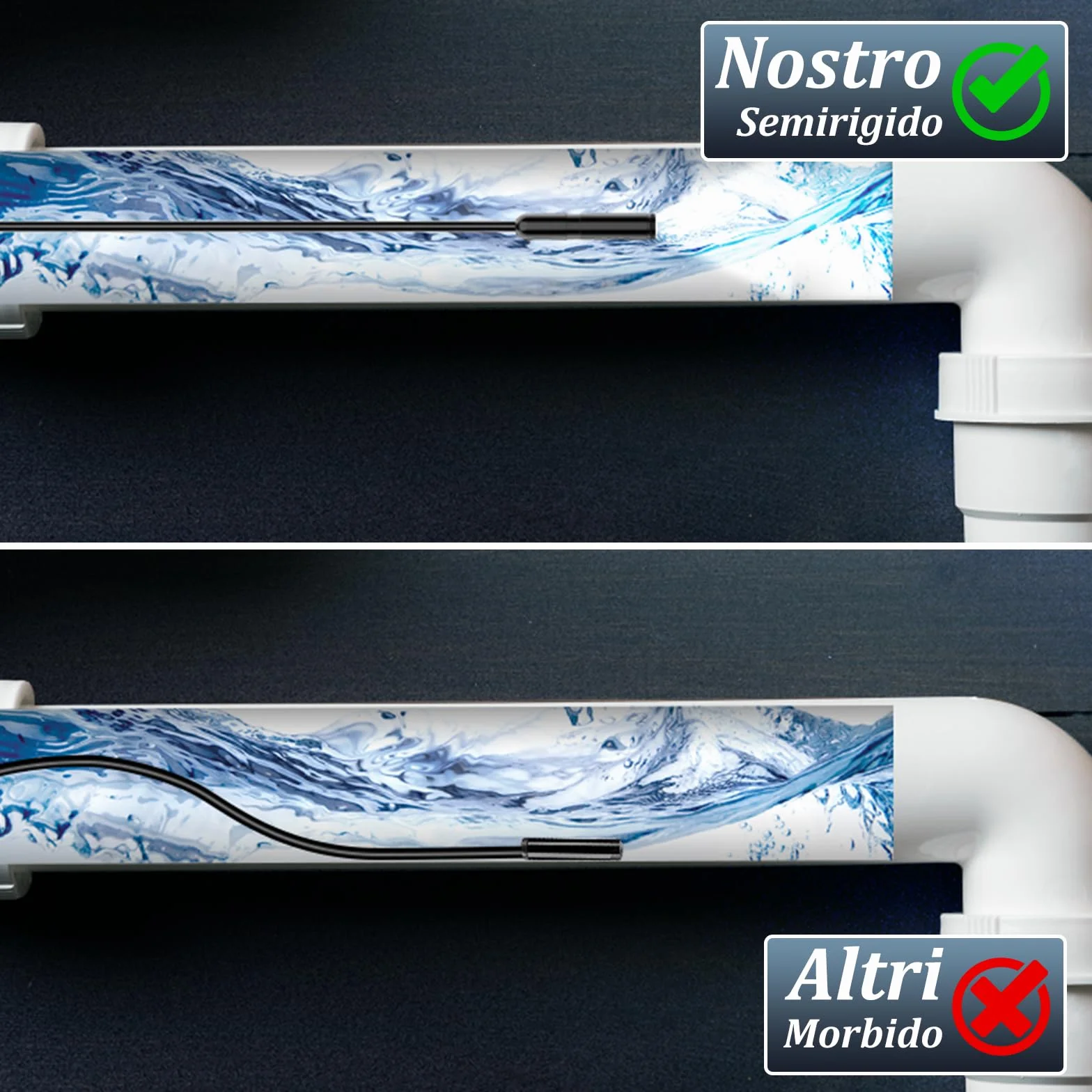 Endoscopio per Smartphone 1920P HD IP67 Sonda Impermeabile 8 LED Cavo Semirigido 10 m Android iOS