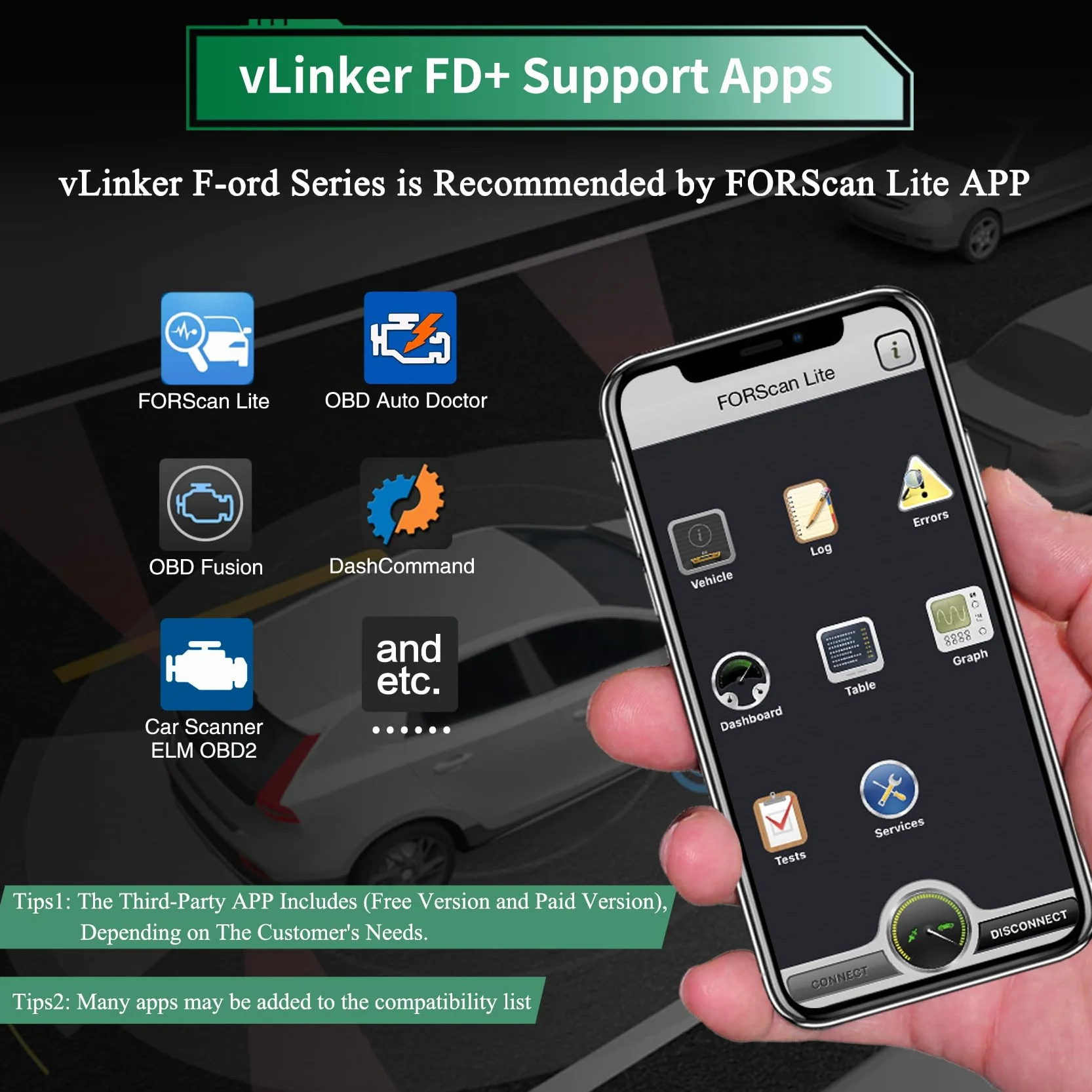 vLinker FD+ OBD2 Bluetooth Scanner Diagnostic Code Reader for iOS Android Windows FORScan