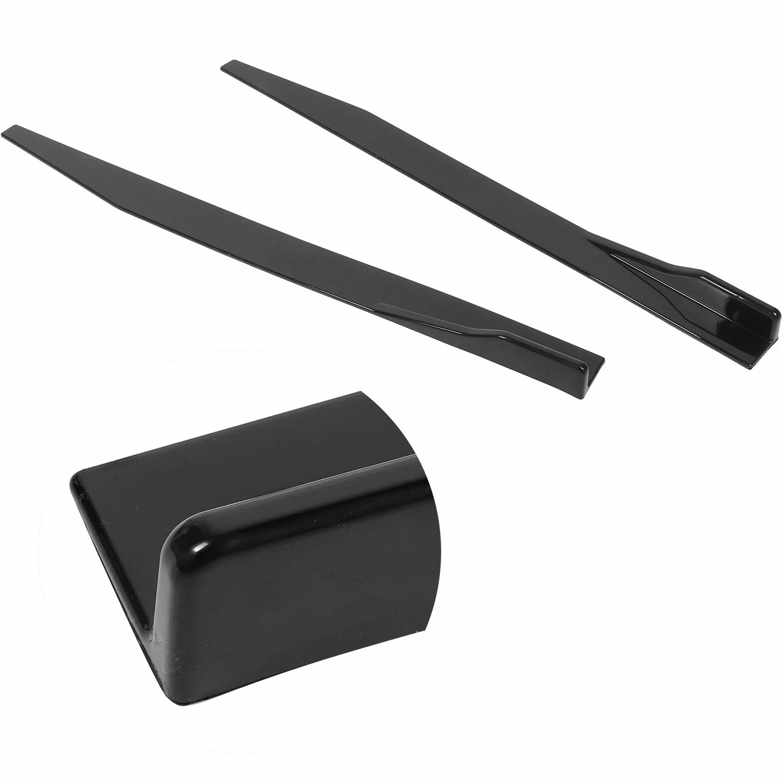 Spoiler per Ala per Auto, 2 Pezzi Minigonne Laterali per Carrozzeria Auto 120 Cm / 47,2 Pollici Gonna Laterale per Auto Universale Splitter Labbro Nero Lucido Diffusore per Alette