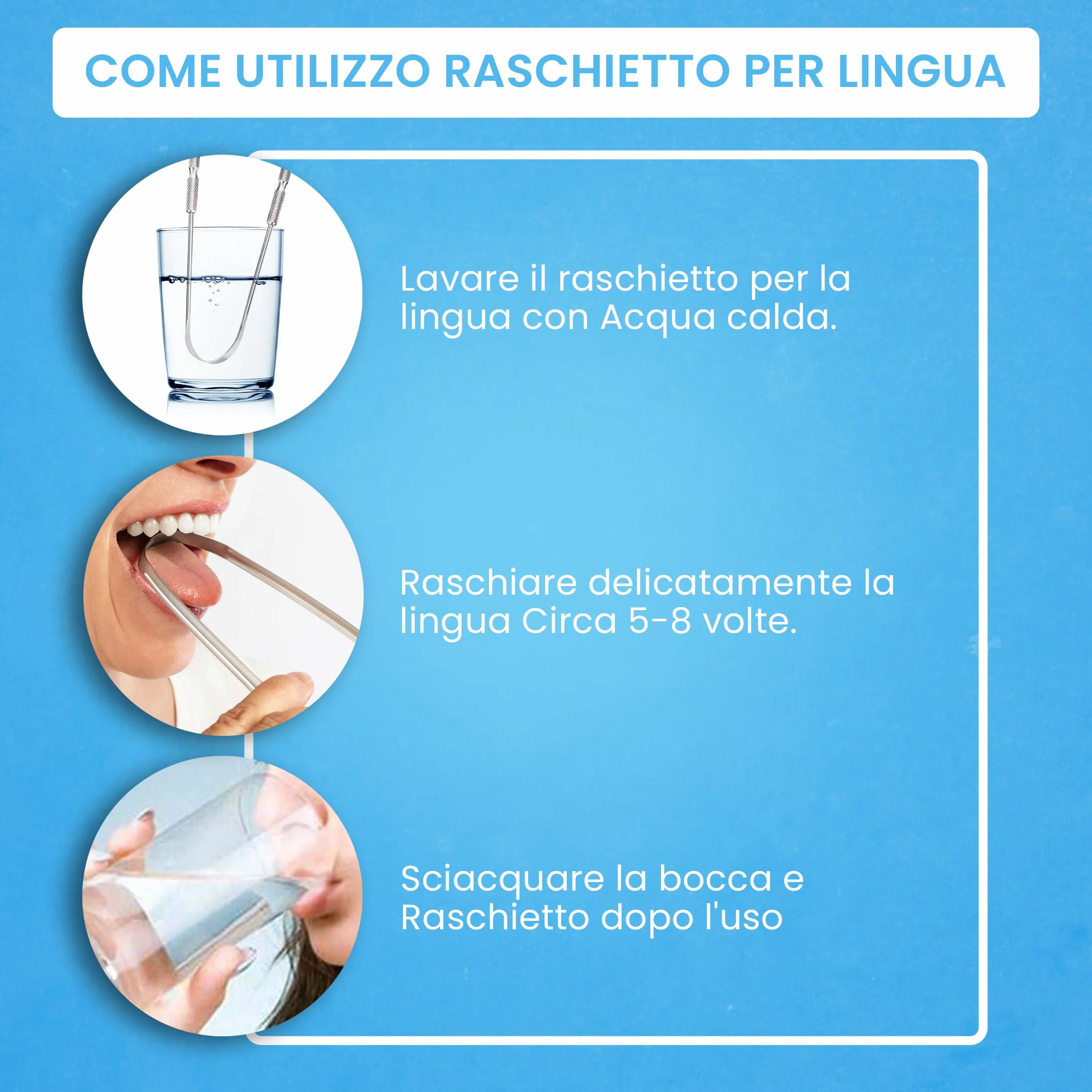 HOKIN Raschietto Lingua in Acciaio Antimacchia per Adulti Combatti Alito Cattivo Tongue Scraper Cleaner Nettalingua