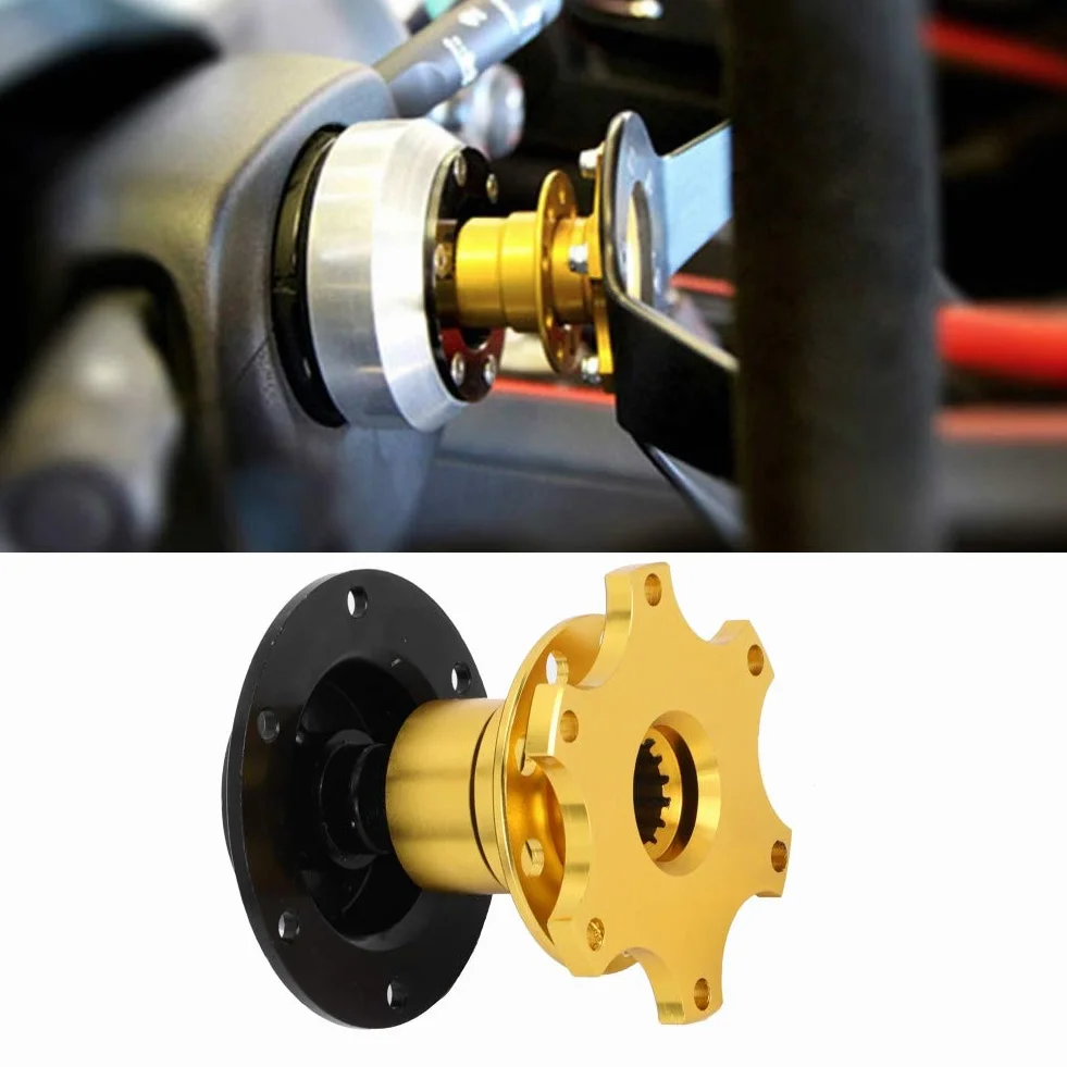 Volante Universale Adattatore Mozzo Sgancio Rapido 6 Fori Kit Scatto Strumento Riparazione Auto Race Rally Motorsport Oro