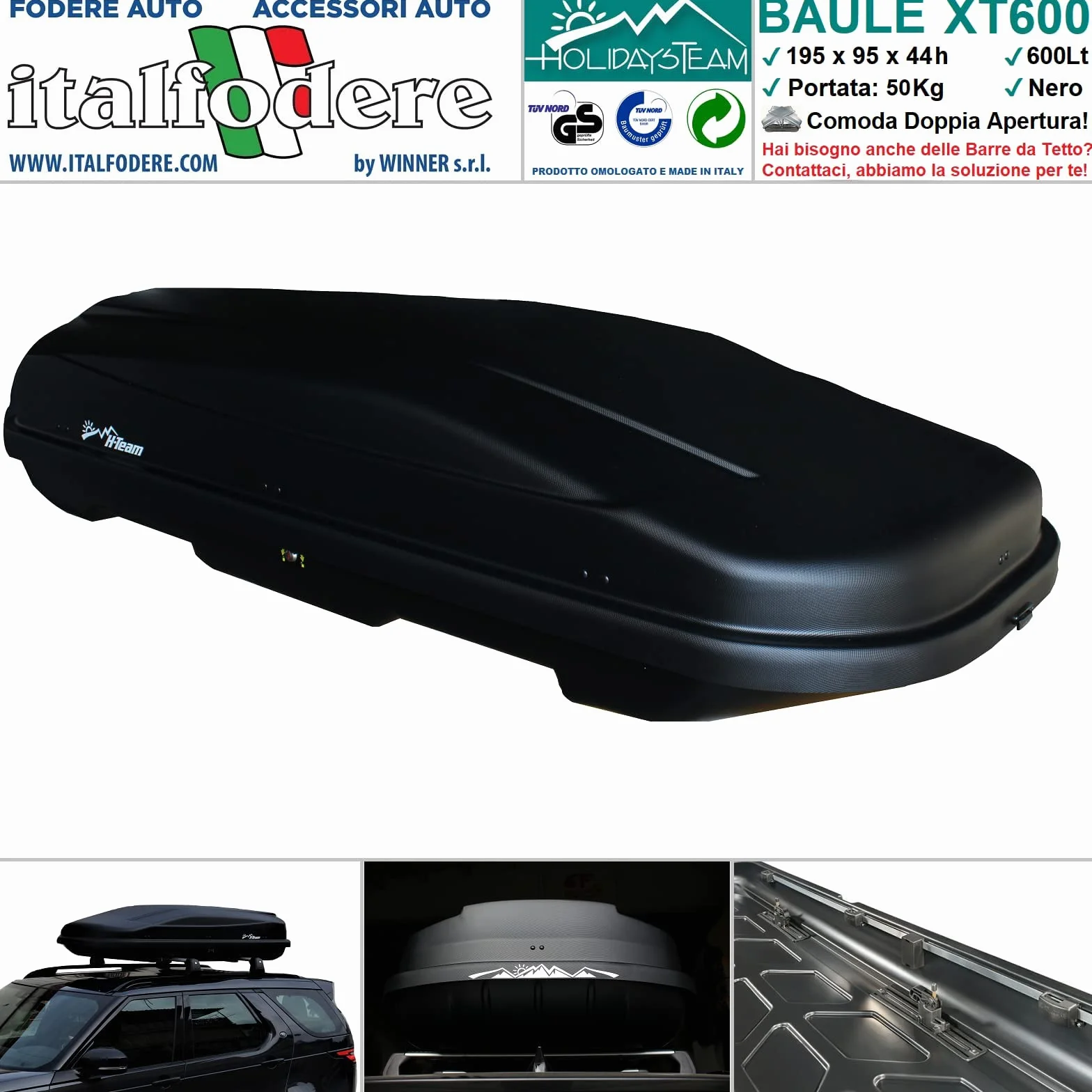 Portapacchi Auto Tetto 600 litri Nero - Barre Portatutto Resistenti Da Viaggio - Box Tetto Auto Ideale per Ogni Viaggio e Spostamento - compatibile con ogni modello - facile da installare e sicuro