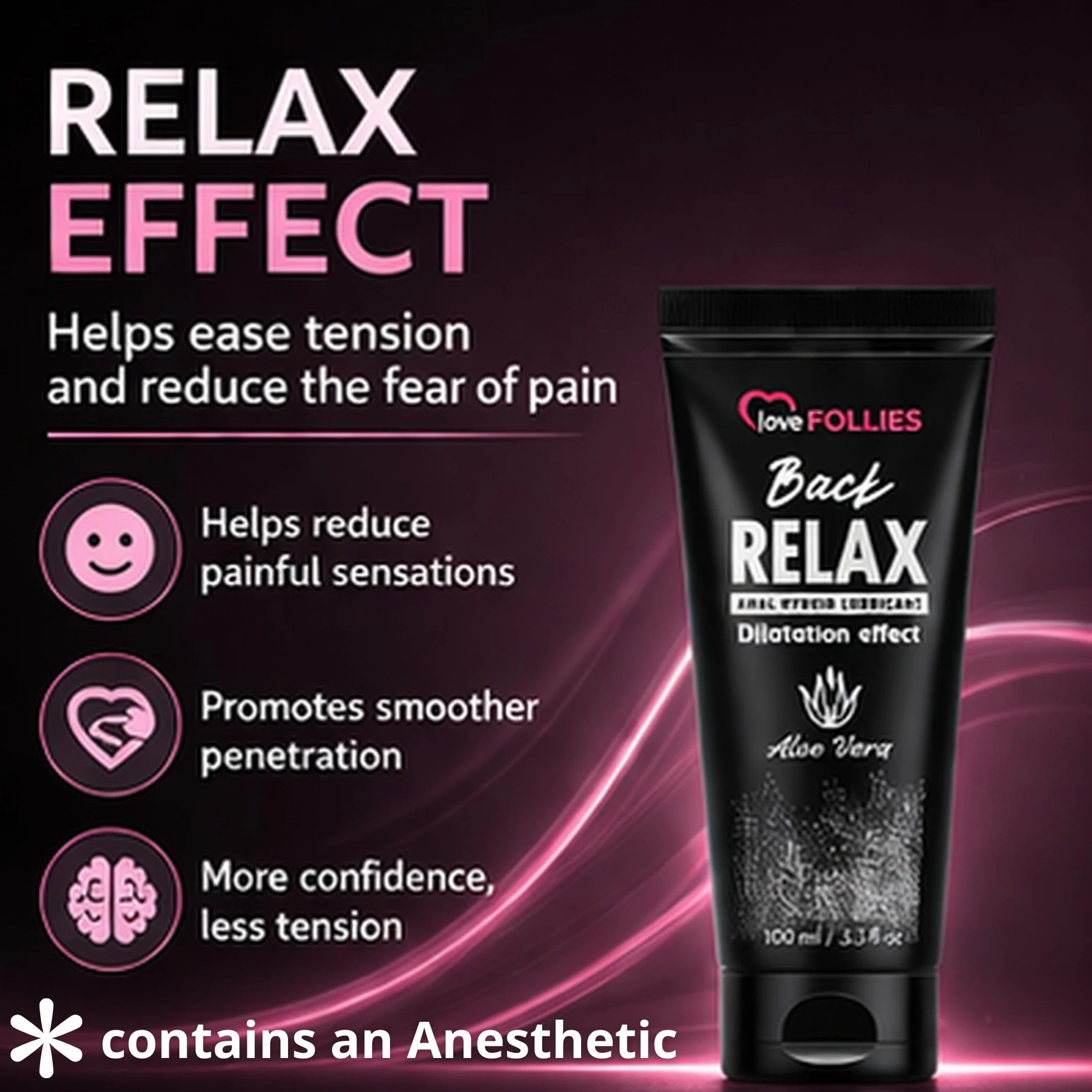 Lovefollies Back Relax lubrificante anale dilatatore con anestetico ibrido aloe vera 100 ml