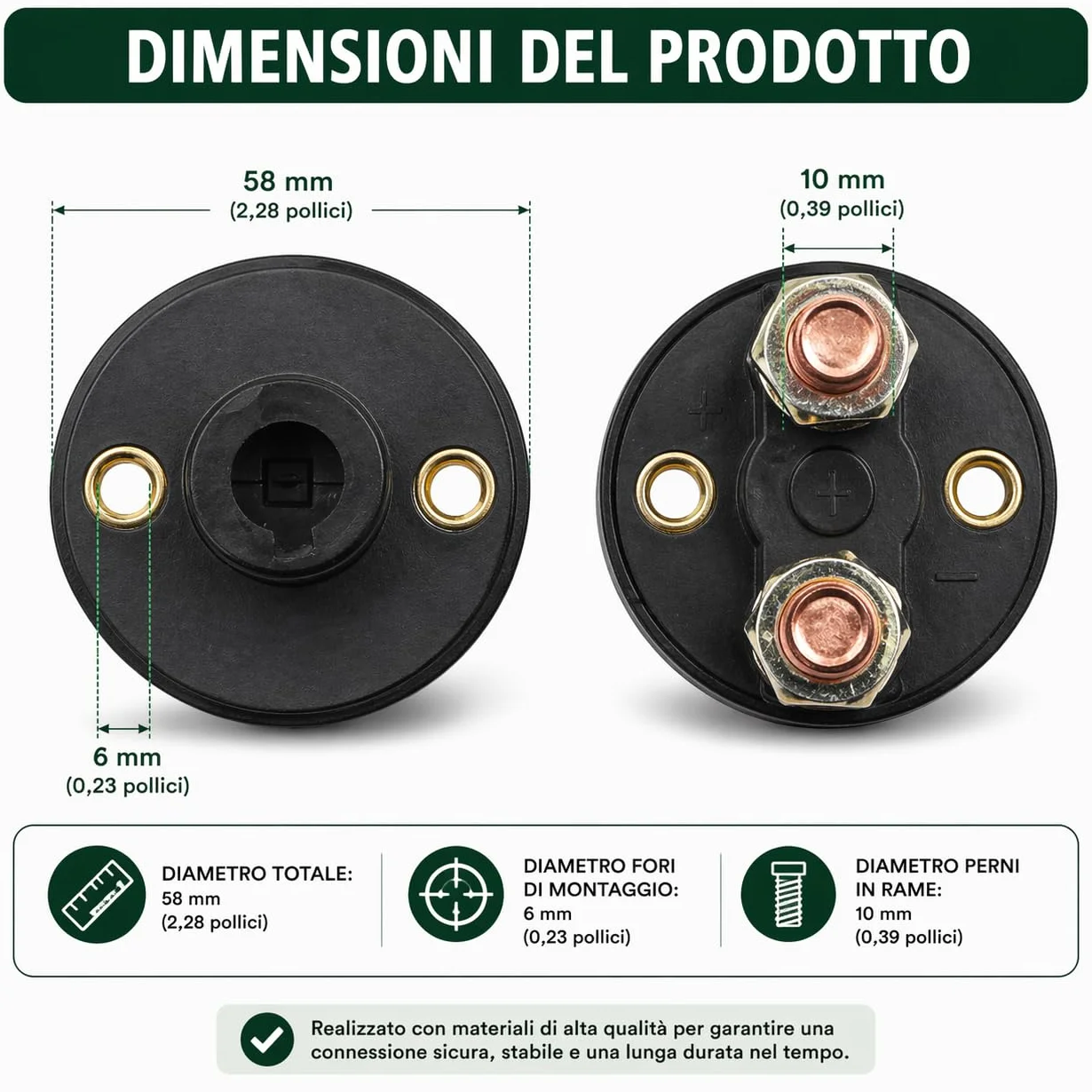 Topolenashop Staccabatteria Auto 12V/24V 100A 500A Picco – Interruttore Batteria Impermeabile con 2 Chiavi Rimovibili, Isolatore per Auto, Camper, Barca, Camion e ATV | SY-KG0084