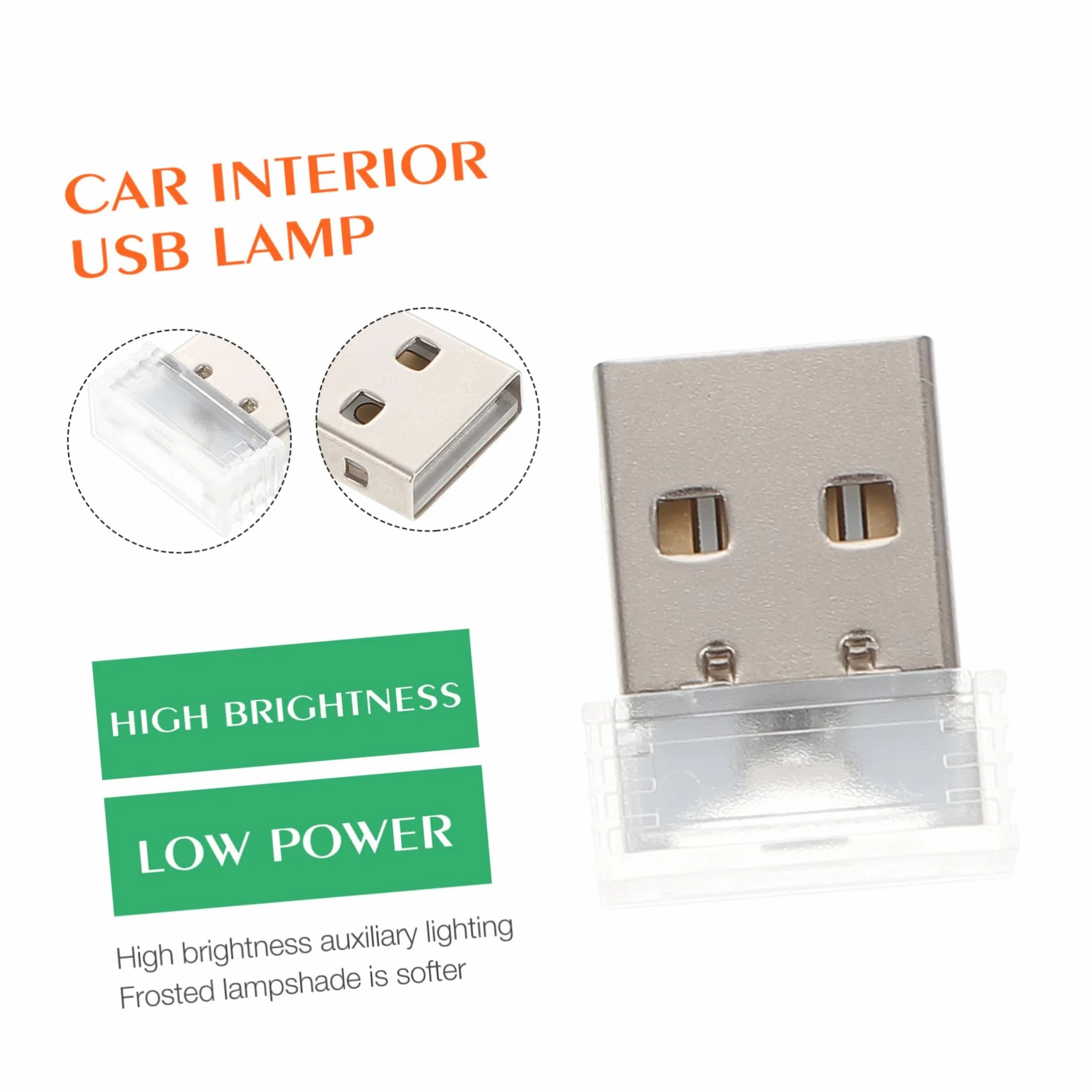 SOIMISS 4 Pezzi Lampada USB per Auto Luce d'Atmosfera Interna Notturna Carica USB per Auto e Casa