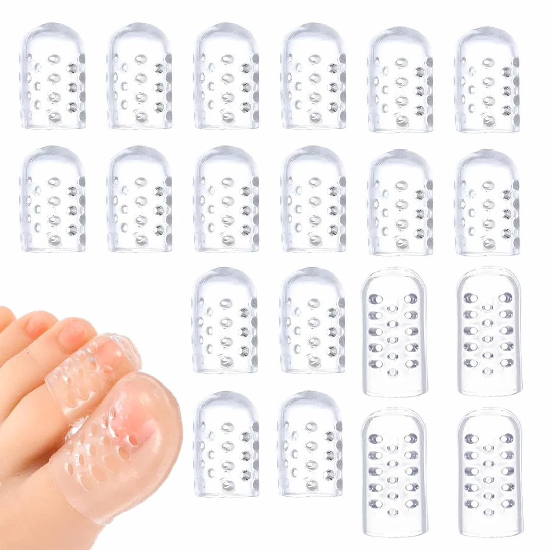 Silicone Toe Protectors 20 Pezzi, Copri Traspiranti Separatore Alluce, Sollievo Vesciche Calli Perdita Unghie Attrito