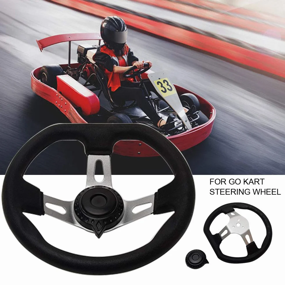 Volante per go-kart con cappuccio per Kandi, 270 mm, interno veicolo, 3 razze per volante Go Kart, in schiuma PU con fori