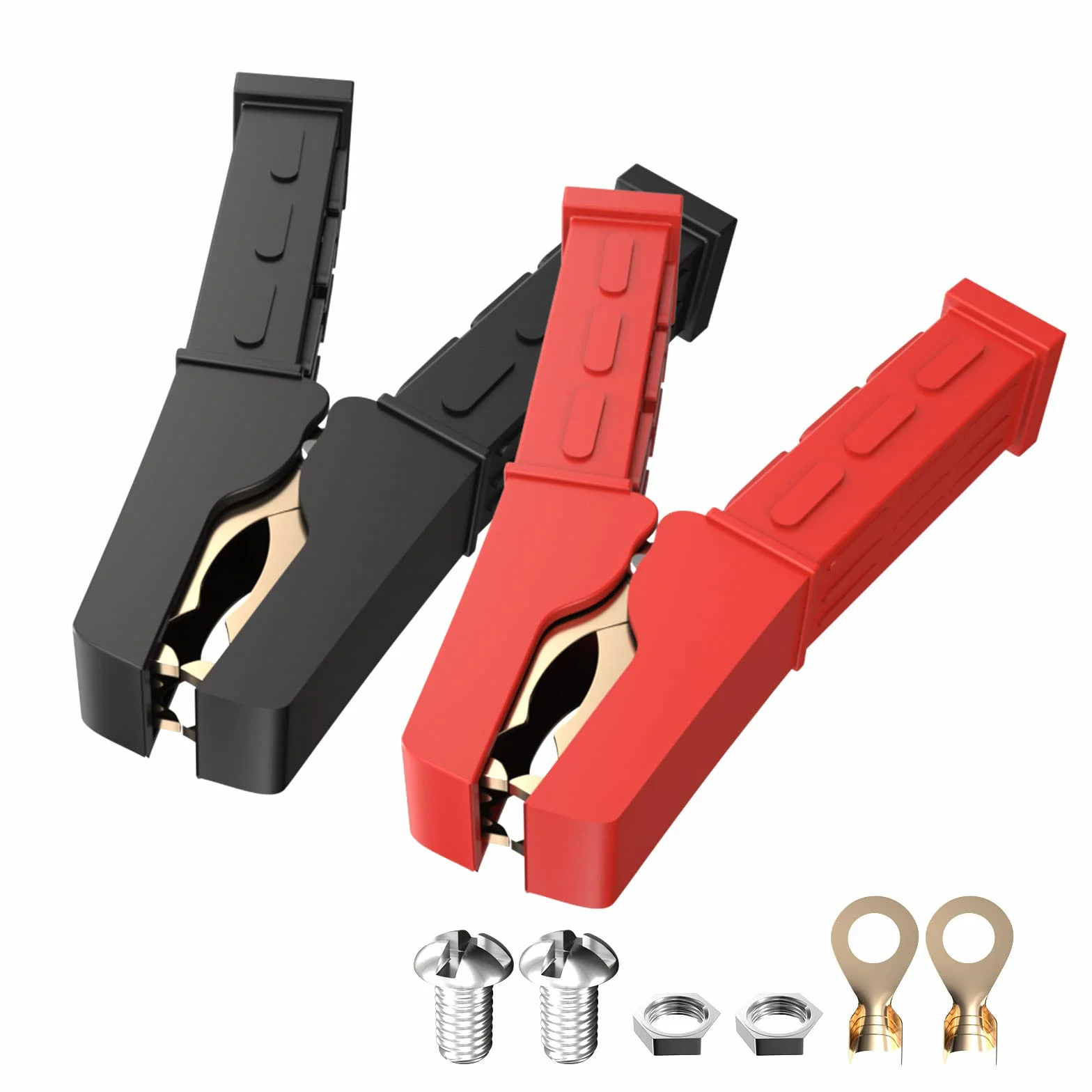 2 morsetti a coccodrillo resistenti in rame puro 500 A per caricabatteria da auto, auto, veicoli, barche