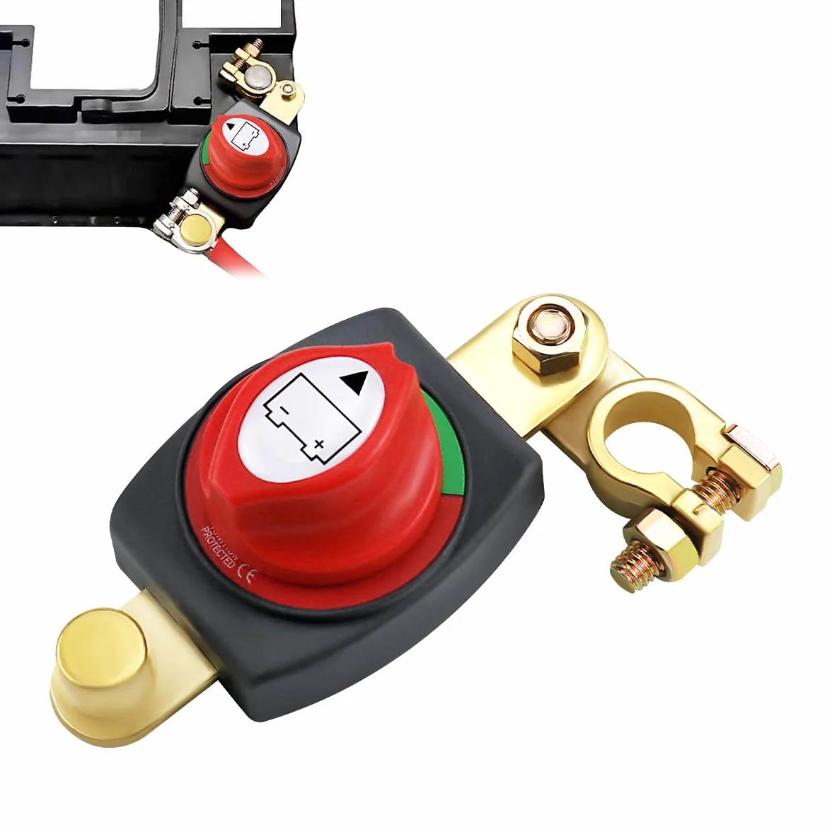 Stacca Batteria per Auto 12V/24V/48V, Regolabile 180° Interruttore di Separazione Della Batteria, Staccabatteria, per Auto, Barca, Moto, Veicoli, Camion