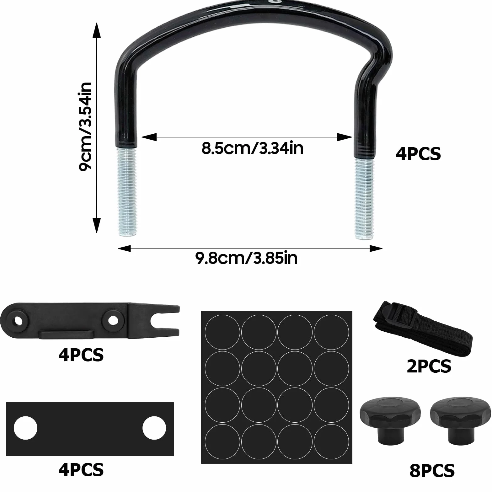 Fissaggio per Box da Tetto, 4 Morsetti a U Fissaggio, Larghezza Interna 85mm, con 8 Dadi di Bloccaggio per Impieghi Gravosi e 2 Bende, Compatibile con Auto SUV e Crossover