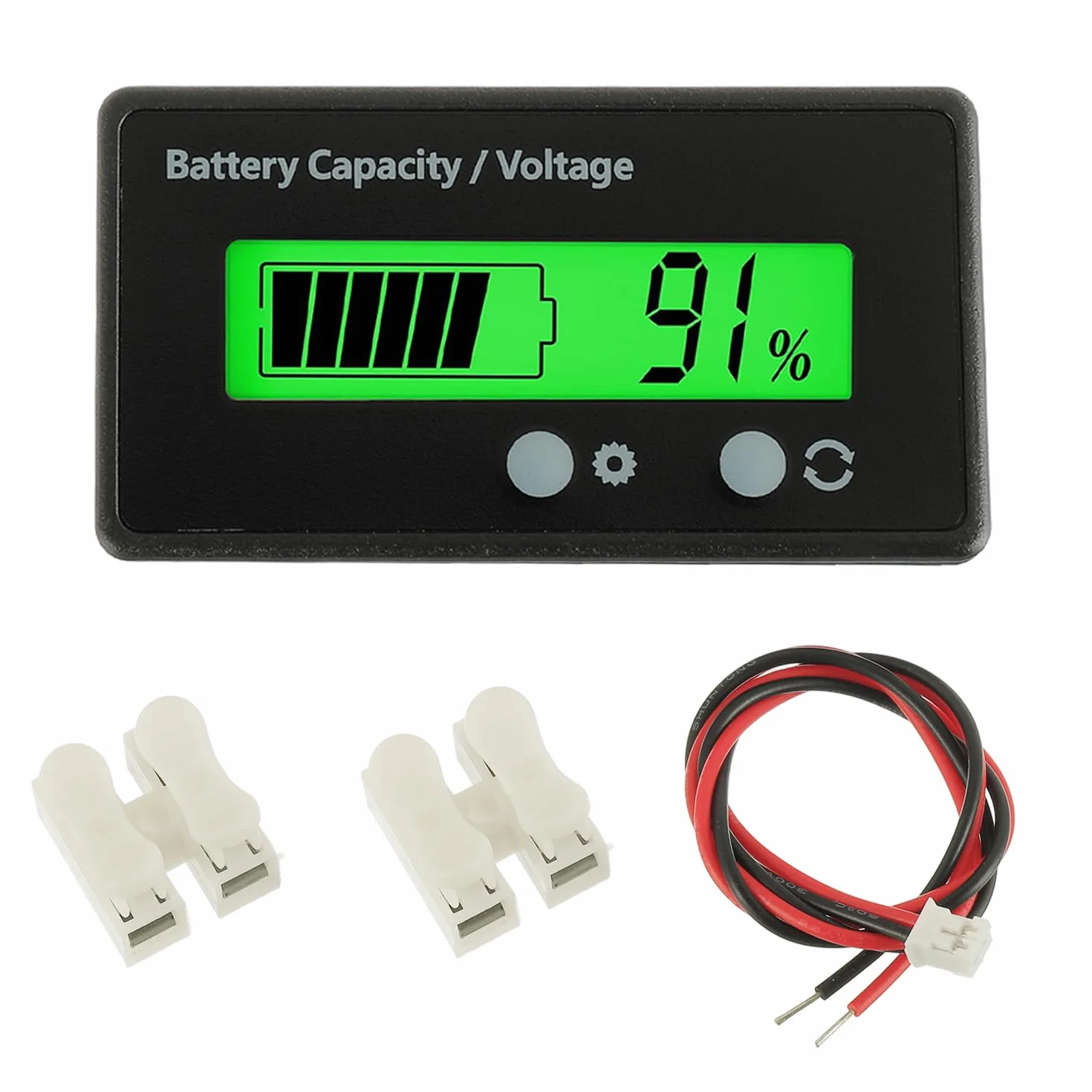 Batteria Capacità Monitor Gauge Meter, DC 12V-72V Universale Tester Voltmetro, Tensione e Capacità Batteria al Piombo e Li-Ion (Luce Verde)