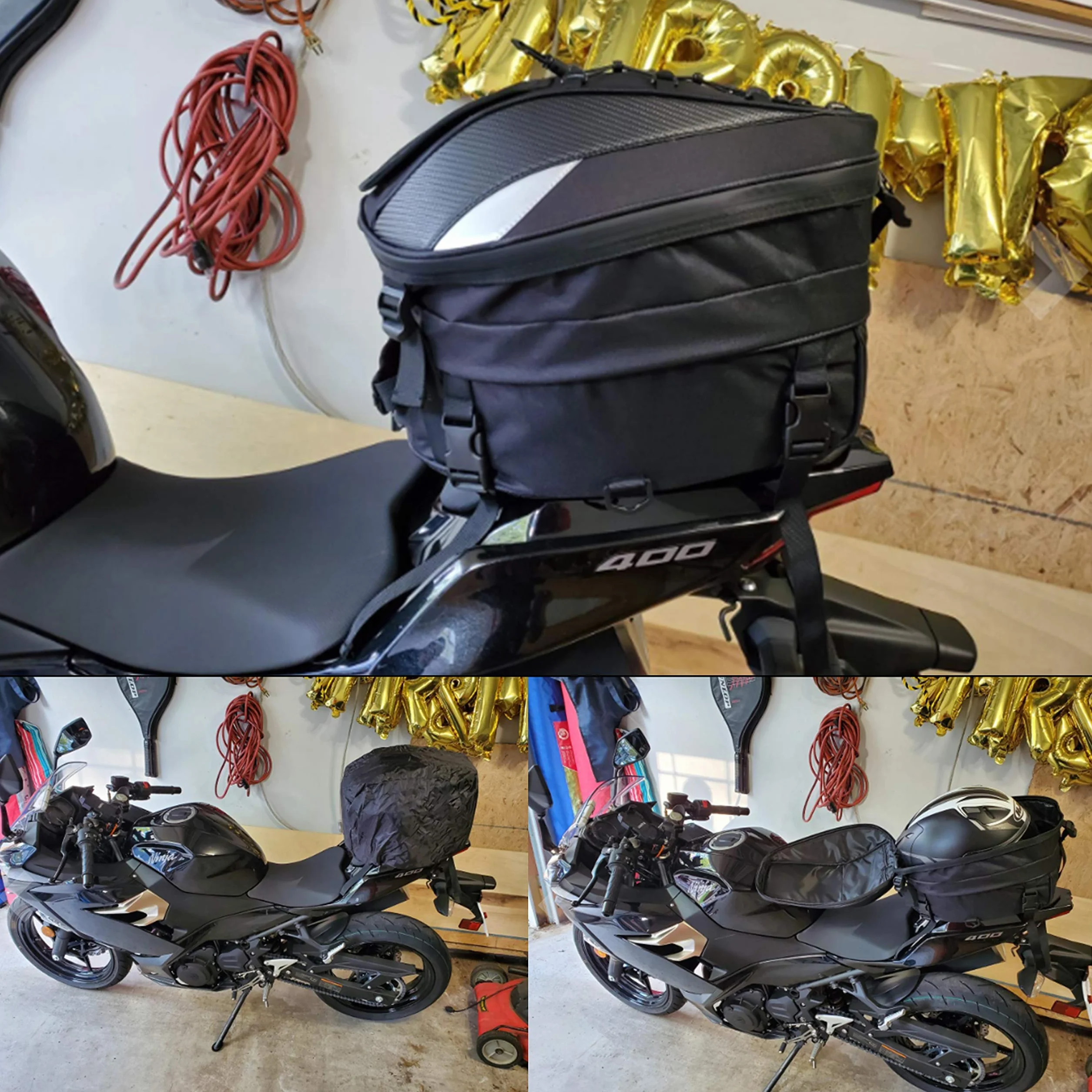 Borsa Sella Moto Posteriore Zaino Casco Doppio Uso