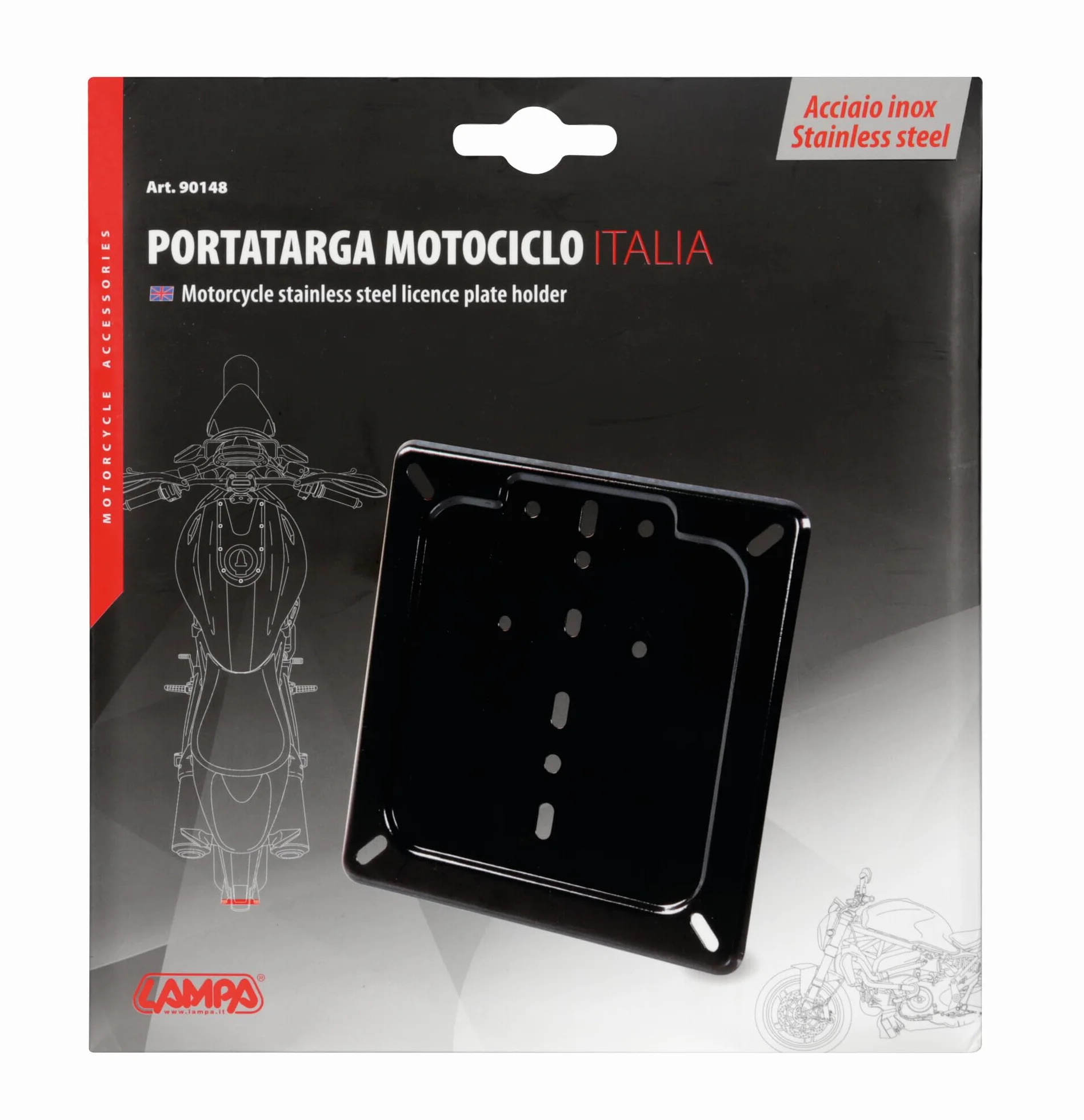 Lampa 90148 Porta targa in acciaio inox - Nero