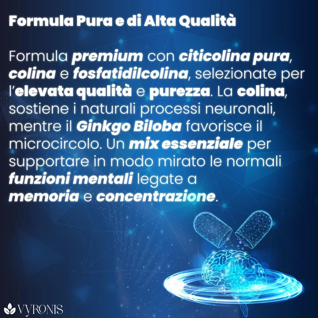 SINAPSYS+ integratore di citicolina 1000 mg colina boost mente memoria concentrazione