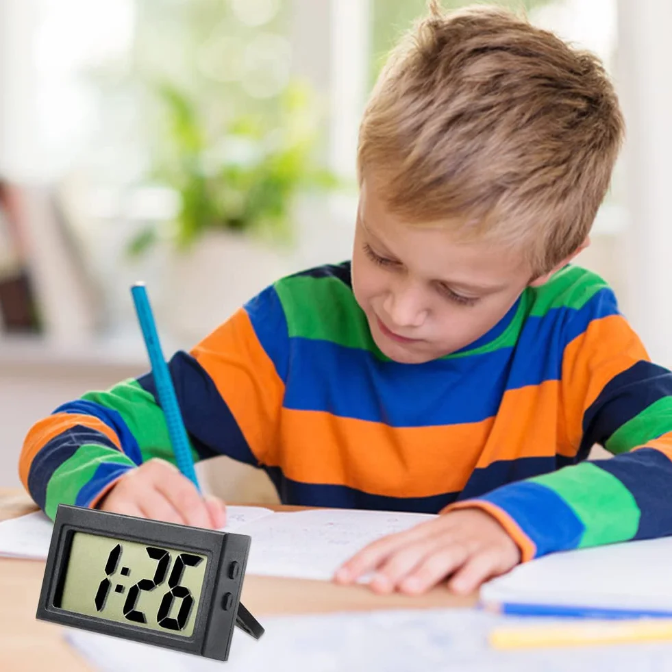 Orologio Digitale LCD per Auto - Mini Orologio da Cruscotto Elettronico Nero