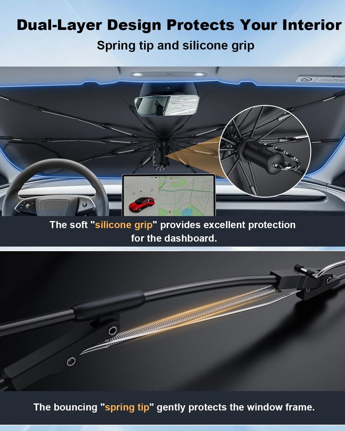 ECOZEN Parasole Auto Volvo XC90 2016-2026 Copriparabrezza Schermo Raggi UV Pieghevole