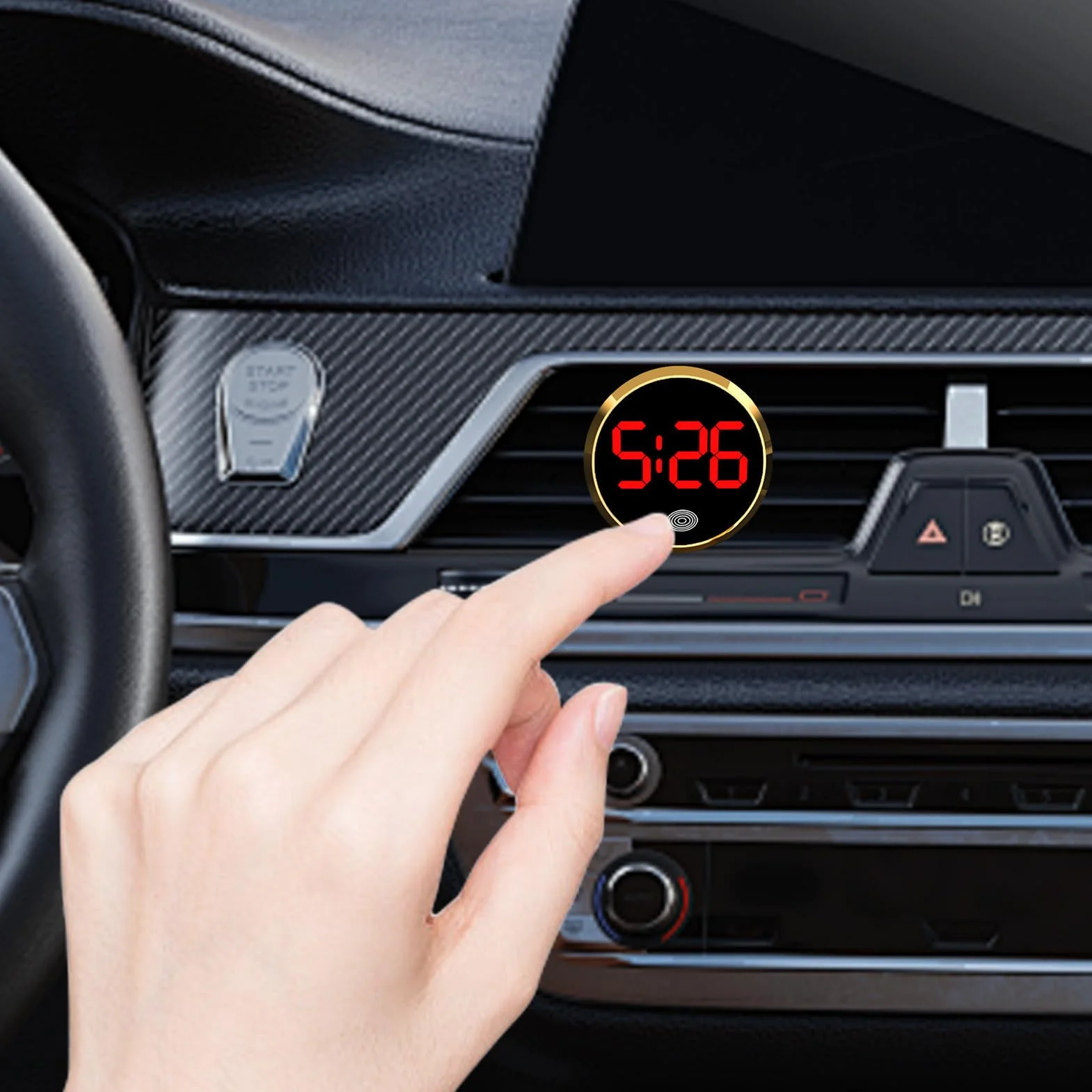 Orologio Da Cruscotto Per Auto, Mini Orologios Digitale, Orologio Rotondo Pers Presa D'Aria Con Controllo Tattile, Per Auto Veicoli, Camion, Camper E Casa