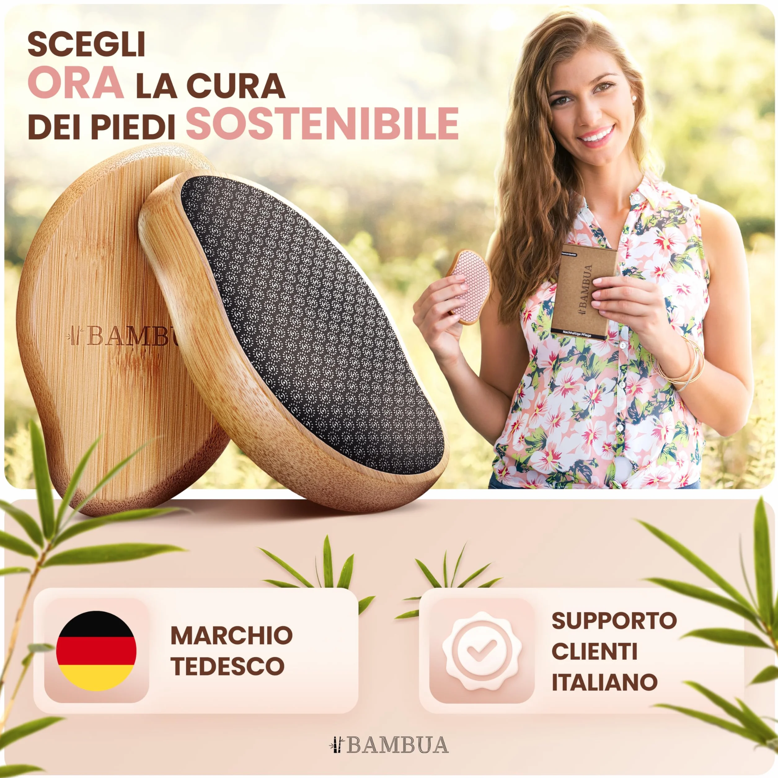 BAMBUA Lima per Piedi Professionale Effetto Anti-Calli Vetro Nano Pedicure Rimozione Calli (Nero)
