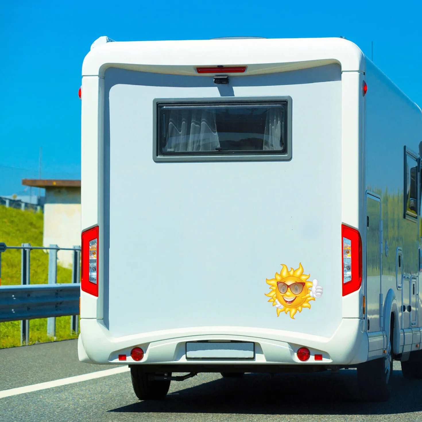 Auto733 Adesivo Smile Sole con Occhiali da Sole 31 cm I Adesivo Protezione UV Resistente alle intemperie I Valigia roulotte camper divertente estate I Kfz733