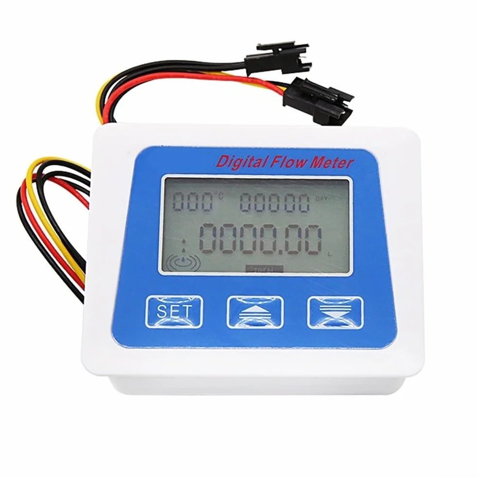 Misuratore di portata del carburante con contatore LCD e sensore, misura il consumo totale di acqua e l'intervallo di temperatura