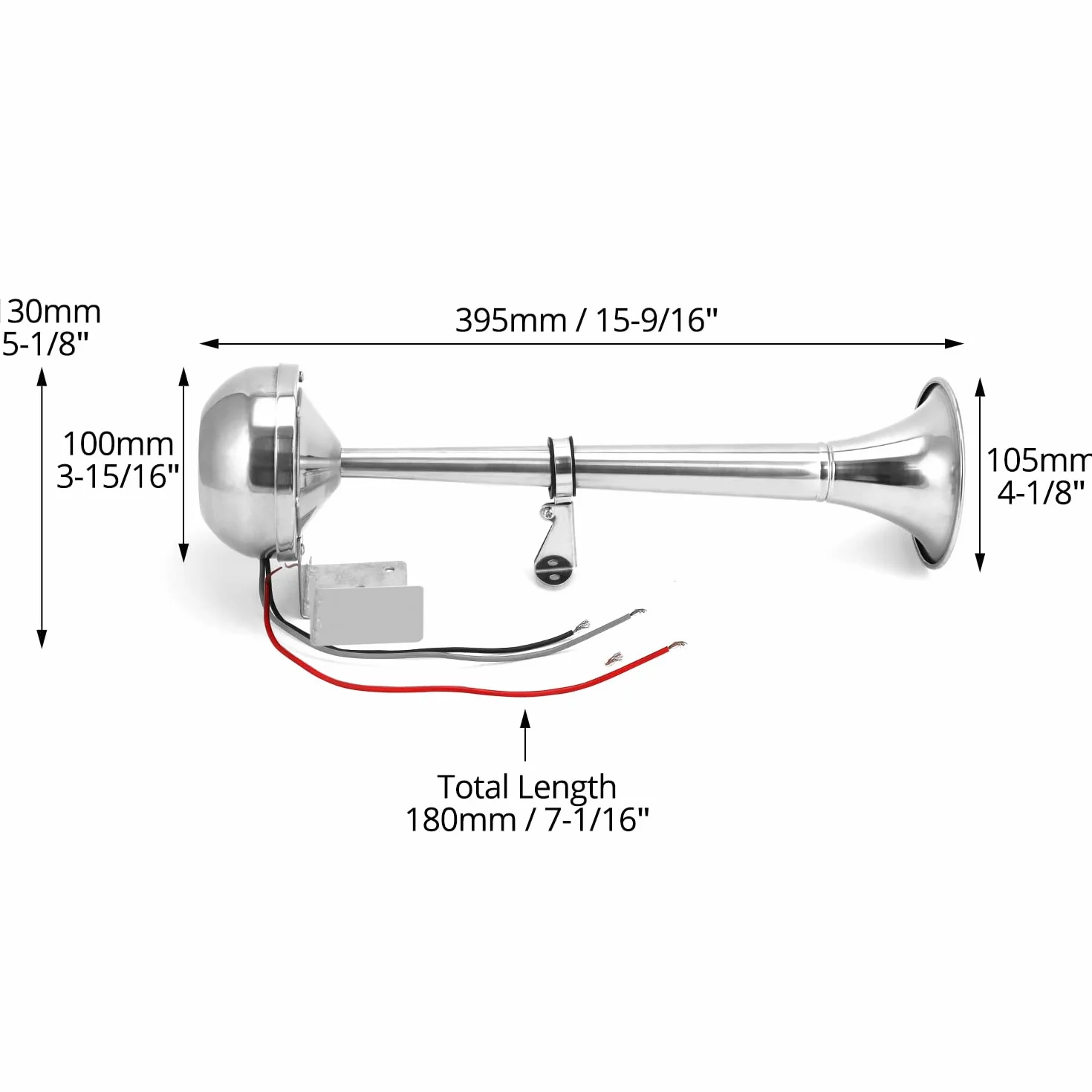 QWORK® Tromba Nautica Trombe Camion in Acciaio Inossidabile 304-328DB 12V 10A -Tromba Singola Potente per per Barche e Veicoli