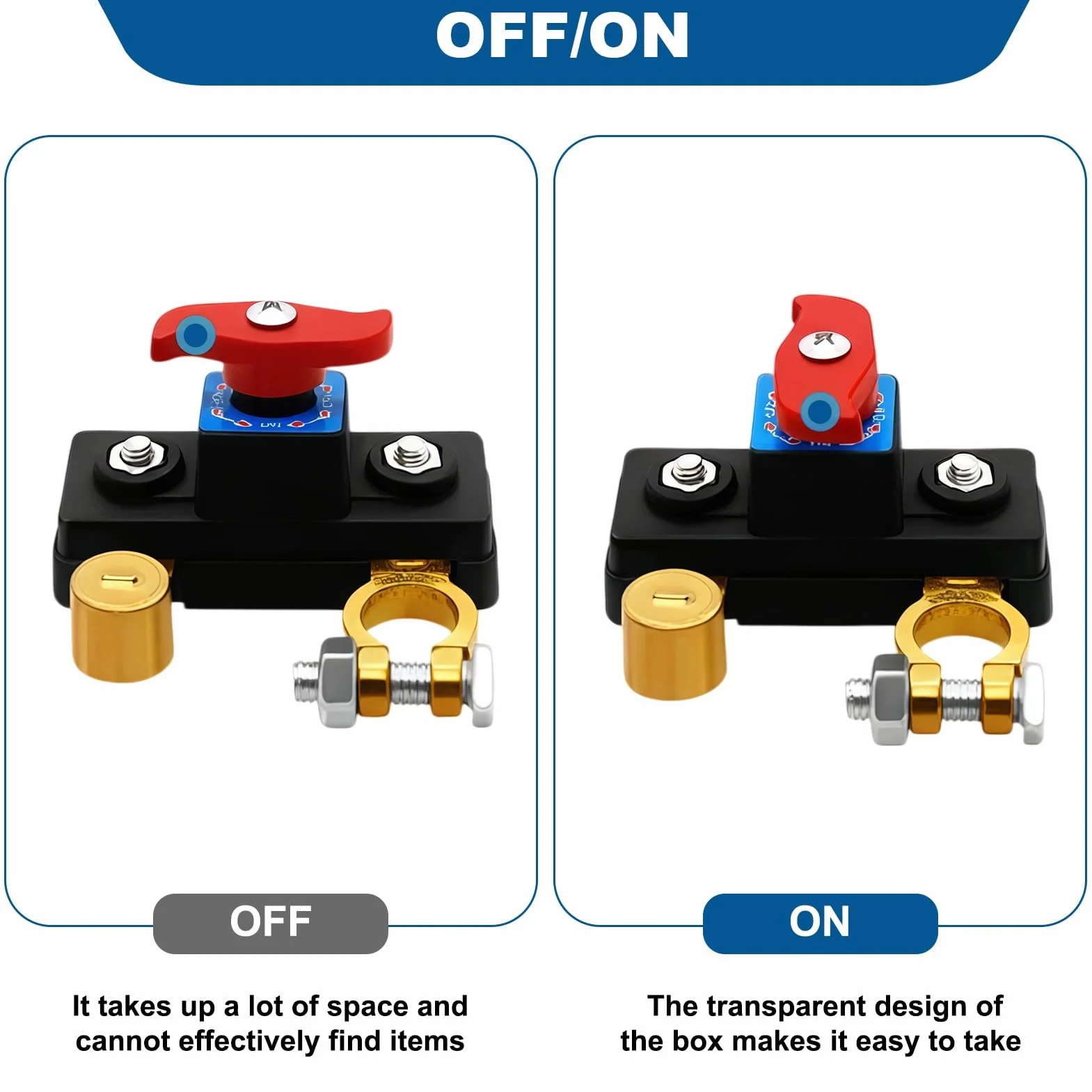2 Pezzi Interruttore Stacca Batteria Auto 12V-24V, Staccabatteria in Rame Puro Alta Conduttività, Interruttore Disconnessione Batteria ON/OFF per Auto Camion Barca Camper Protezione Elettrica