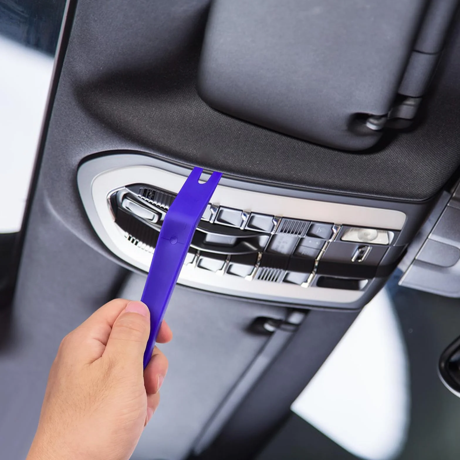 Fousenuk 8 Pezzi Kit Smontaggio Pannelli Auto Blu, Leve Refit Set Smontaggio Auto, Strumento di Rimozione Interno Auto Universale, Cunei in Plastica Leve Refit per Auto Porta Pannello Radio Cruscotto