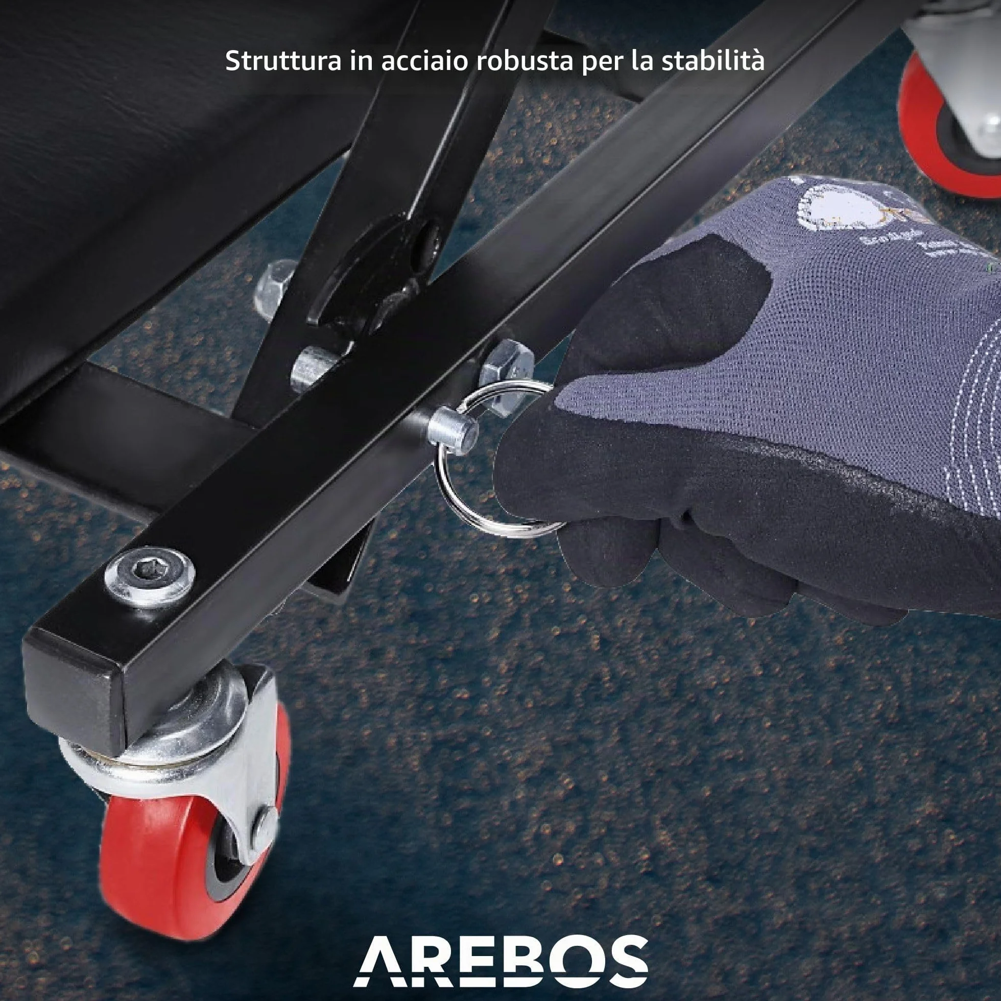 AREBOS Carrello per Montaggio 2 in 1 Fino a 150 kg Carrellino Sgabello da Officina