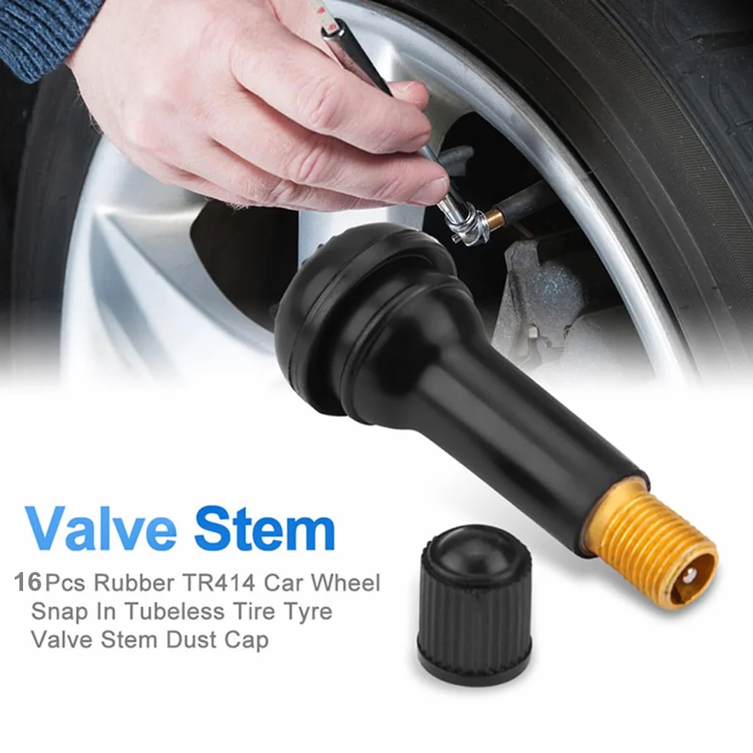 16 pcs TR414 - Valvole Tubeless per Pneumatici Auto, valvole in gomma TR414, valvola per pneumatici per auto, Lega di Zinco