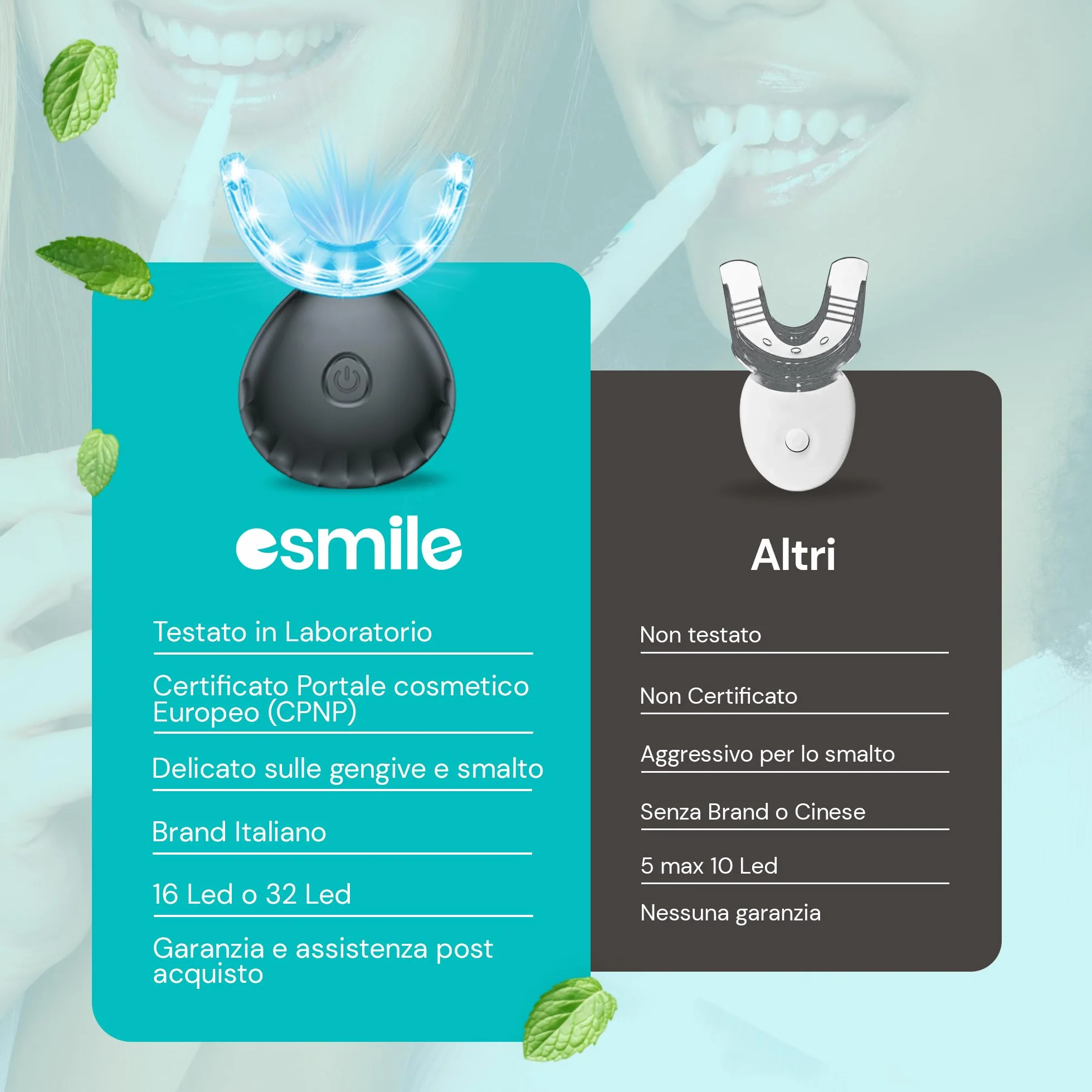 Esmile Kit Sbiancante Denti Professionale LED 16 Luci – Sbiancamento Istantaneo per Denti Sensibili