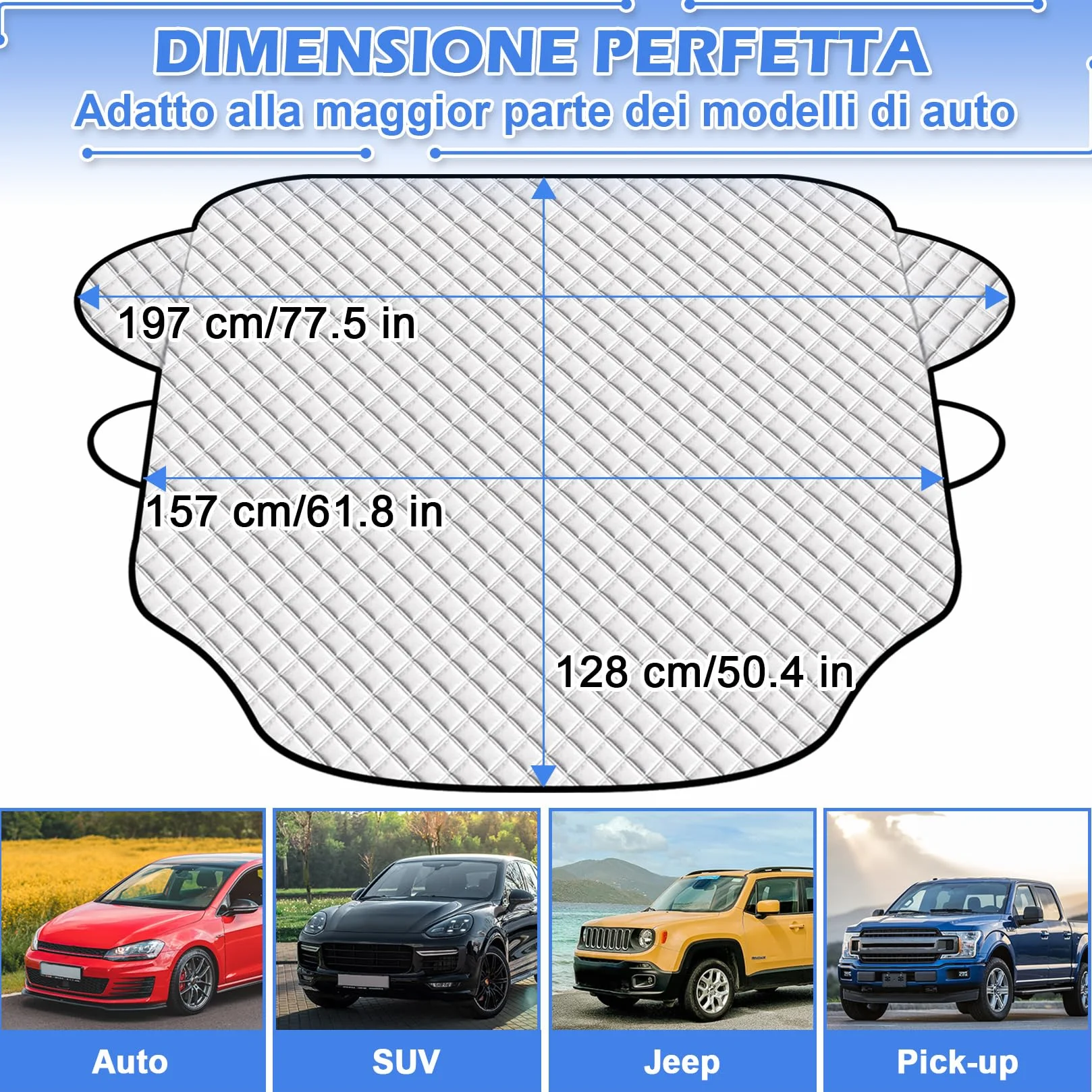 Parasole Auto Parabrezza UV Protettore Magnetic Pieghevole 197x128cm
