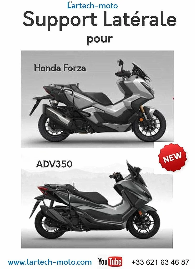 Generico Supporto Laterale Lartech compatibile con ADV350 e Honda Forza 125 300 350 2016-2025 per fissare valigie, bauli, borse morbide.