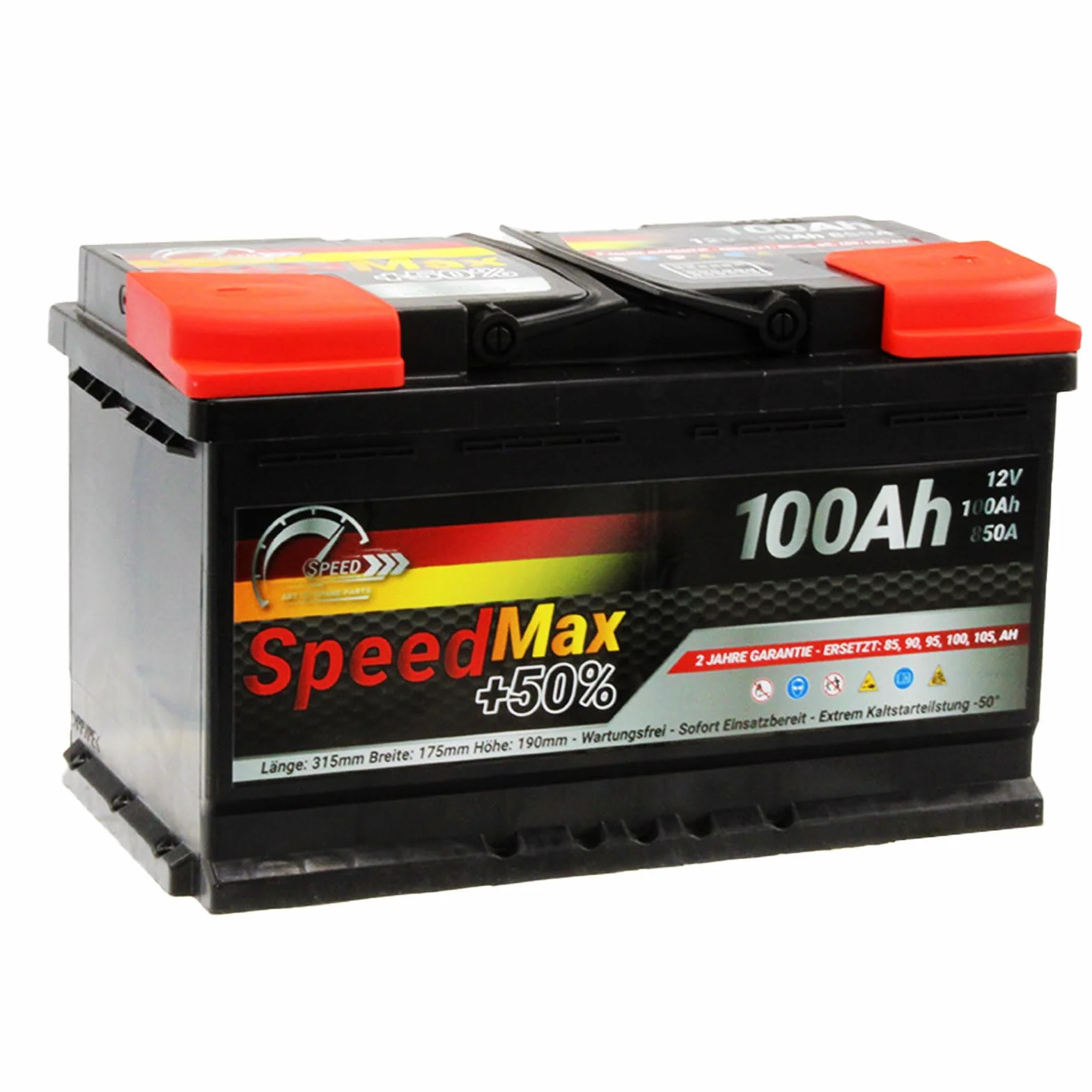 Batteria auto SPEED MAX L4100 100AH 850A 12V = FIamm 100Ah DX+ Pronta all'uso