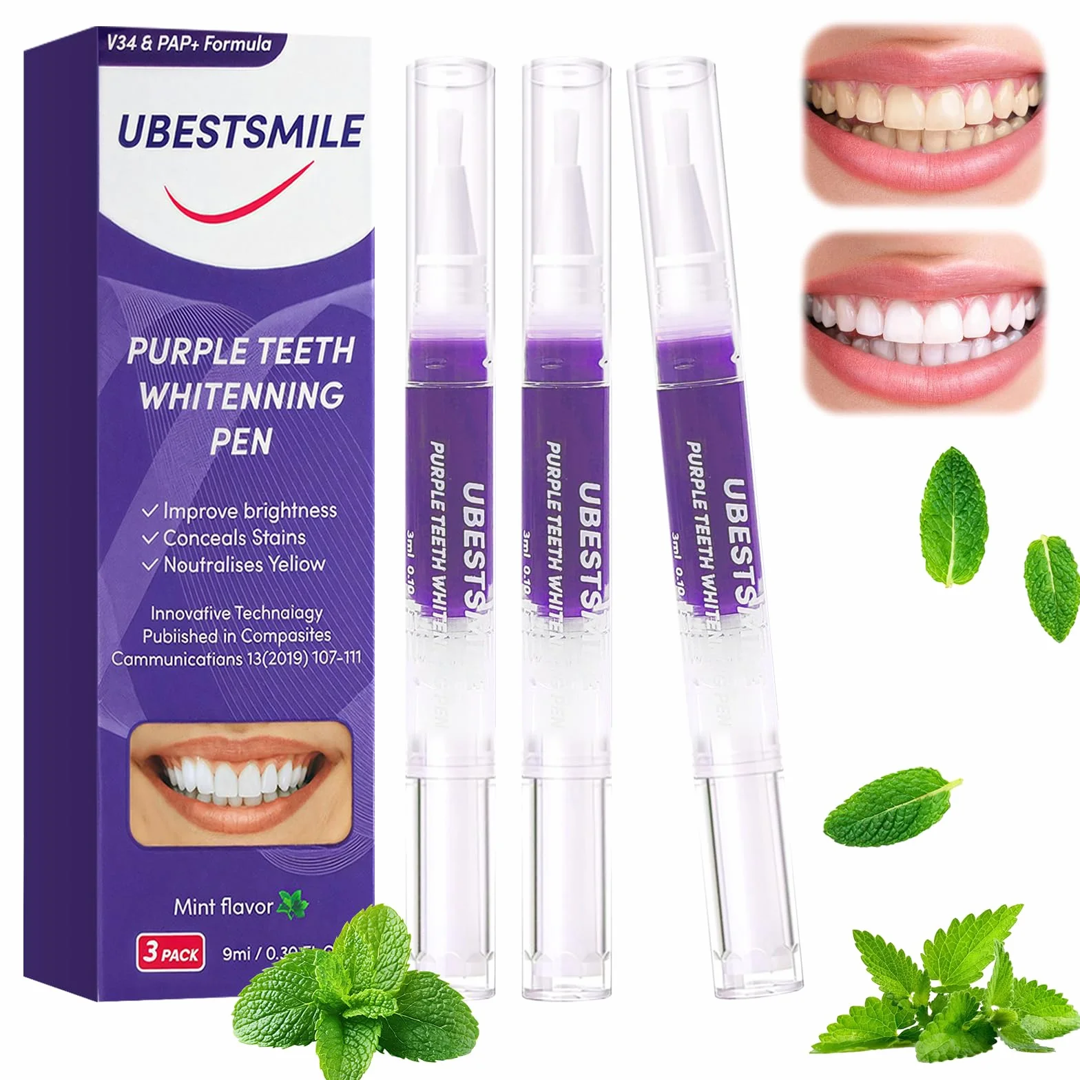 Penne Gel Sbiancante per Denti Bianchi, Sbiancamento Dentale Professionale, Rimuove Macchie e Tartaro