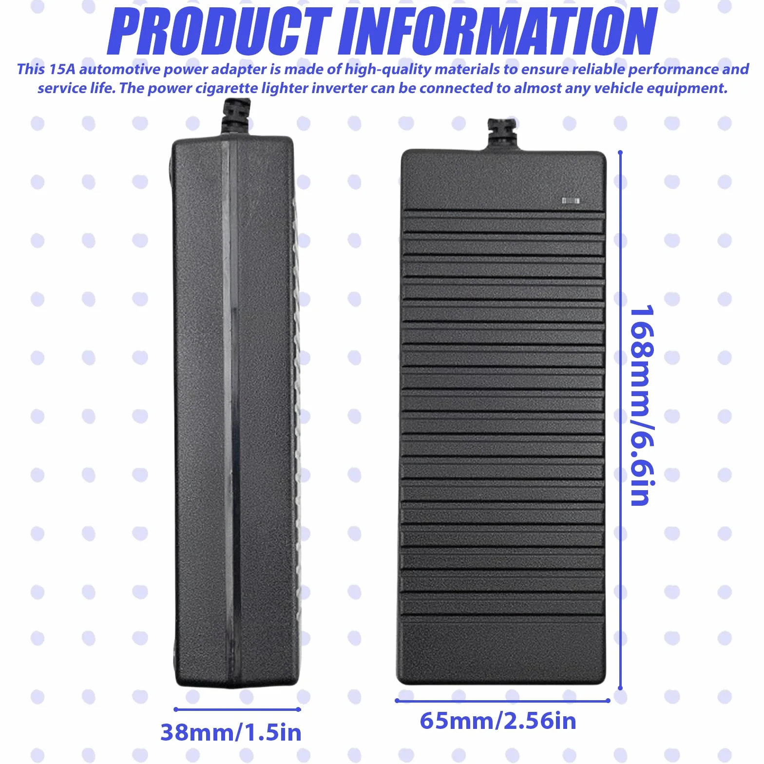 Adattatore di alimentazione per auto 15A Nero: Trasformatore 220V a 12V, inverter con presa accendisigari