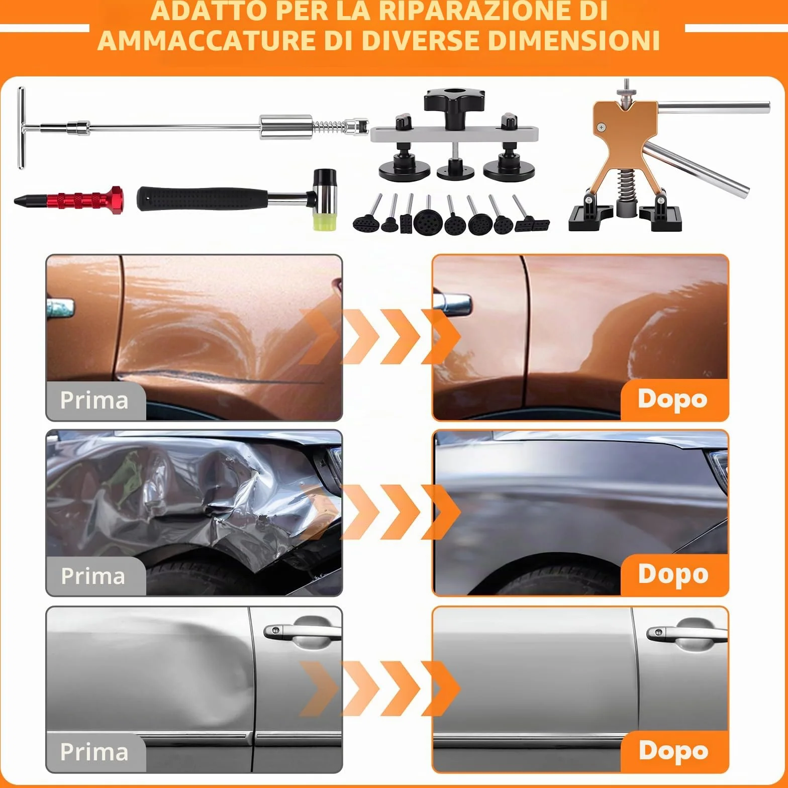 KAOLALI Kit Estrattore per Ammaccature Senza Vernice 78 Pezzi Tirabolli Carrozzeria Auto