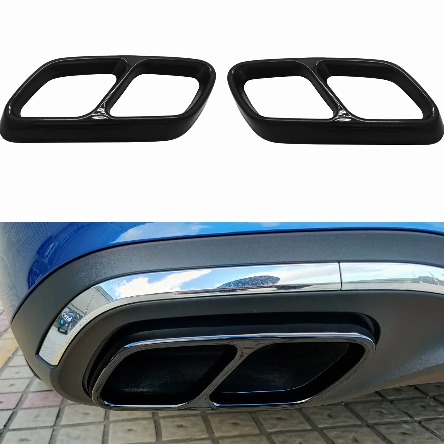 Diffusore di scarico cromato acciaio inox 2 pezzi nero per Classe C W206 T S206 AMG Line 2022