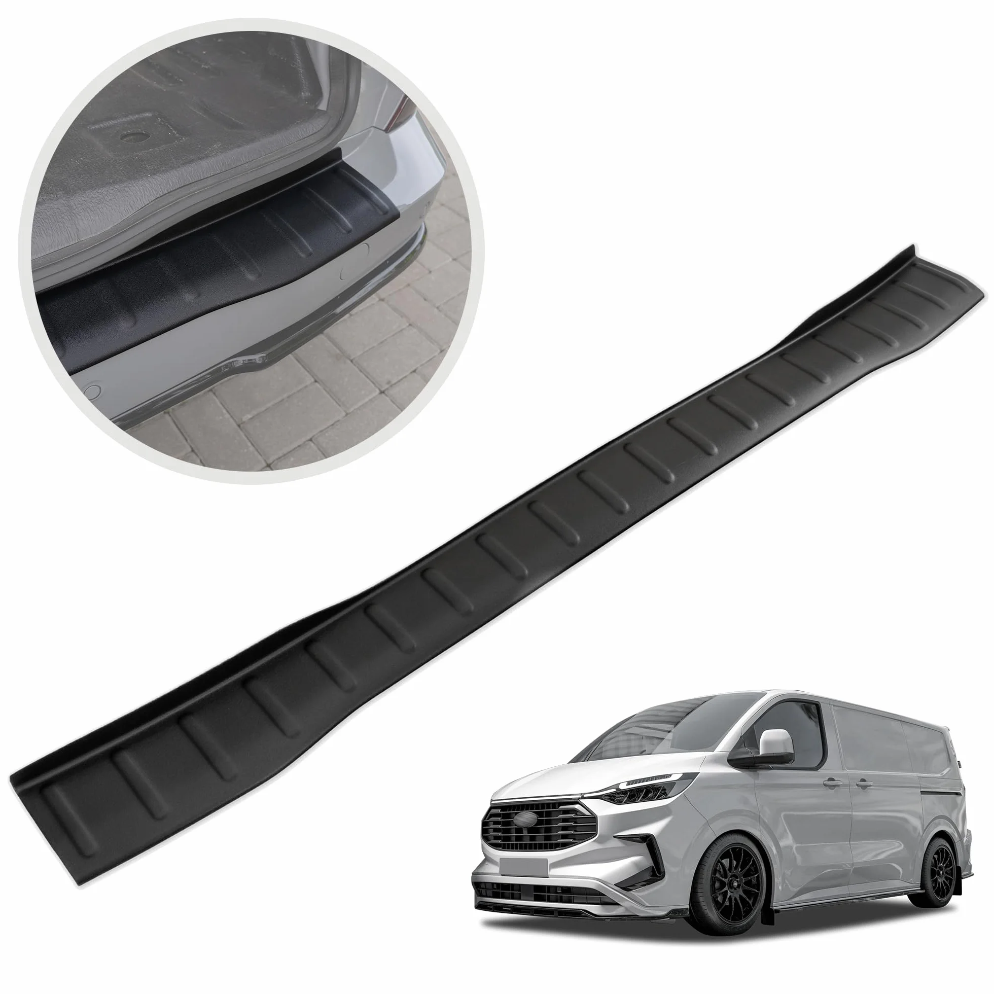 CHROMEMASTER | Protezione Paraurti Posteriore Compatibile con Ford Transit Custom 2023+; Plastica ABS, Opaco, Nero; Proteggi il Paraurti Posteriore della tua Auto dai Danni
